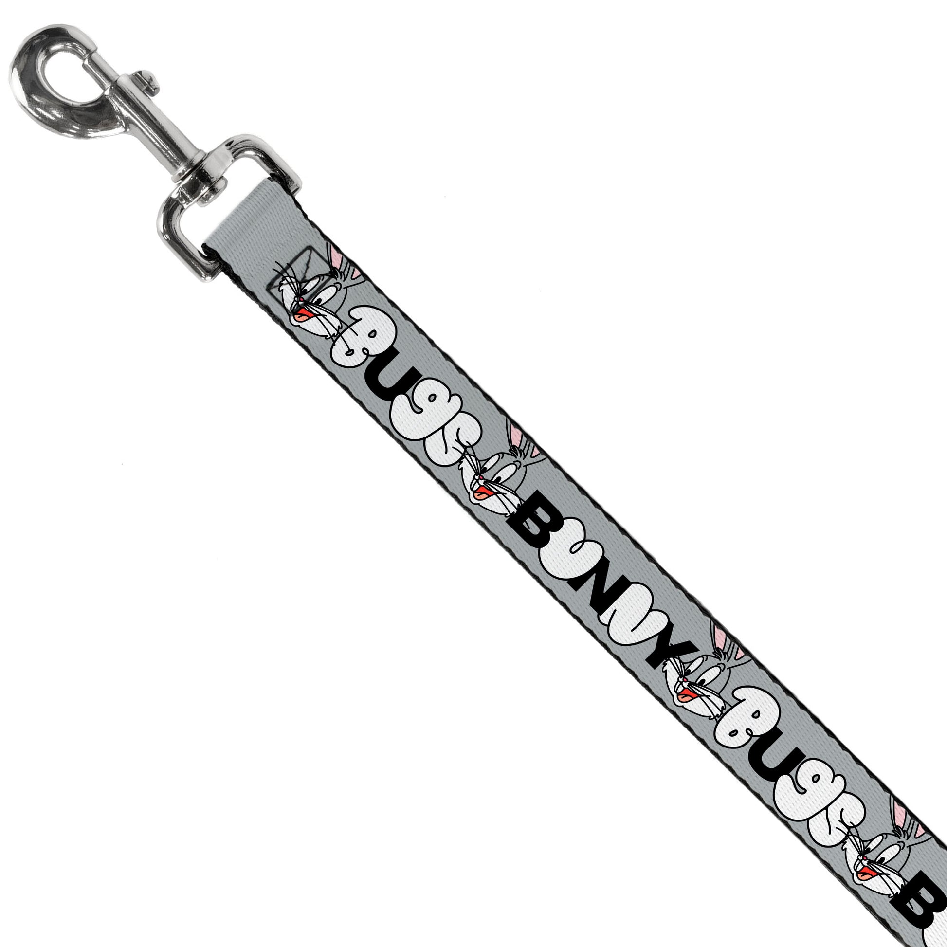 Dog Leash - BUGS BUNNY Smiling Face Text Gray Dog Leashes Looney Tunes