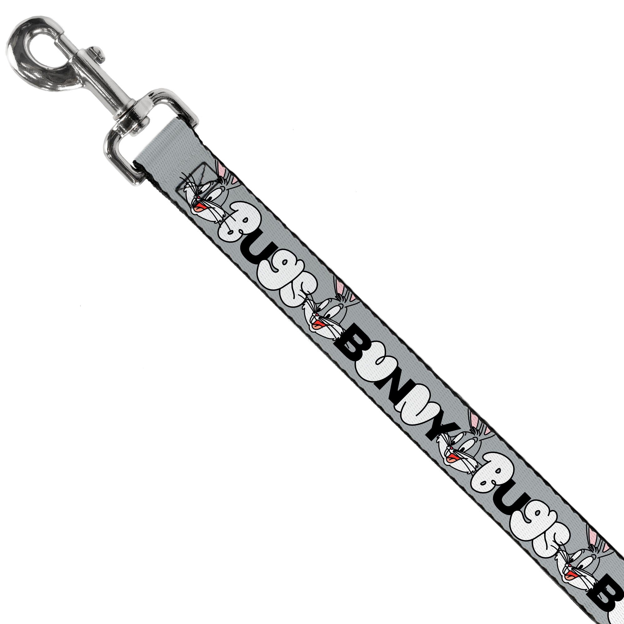 Dog Leash - BUGS BUNNY Smiling Face Text Gray Dog Leashes Looney Tunes