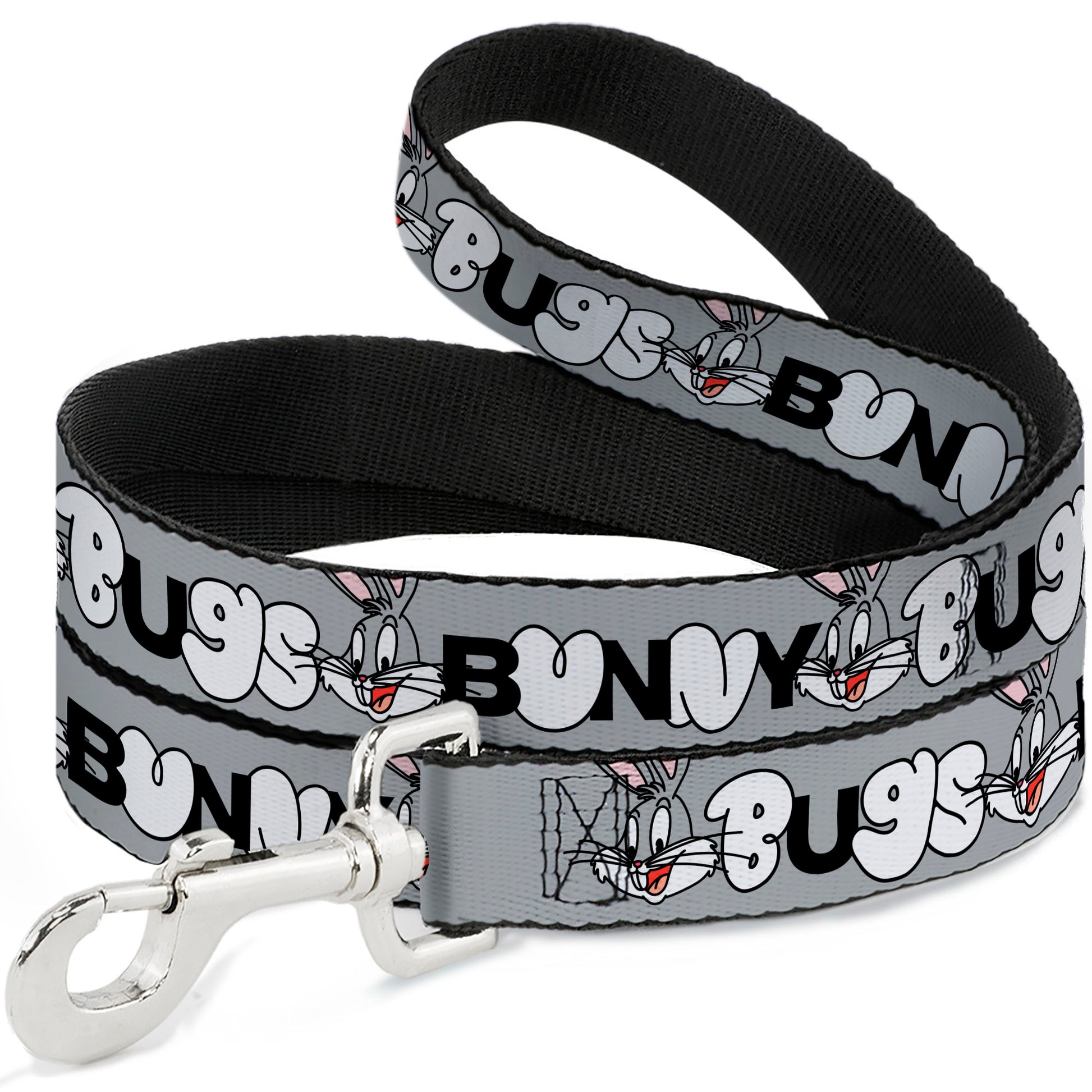 Dog Leash - BUGS BUNNY Smiling Face Text Gray Dog Leashes Looney Tunes