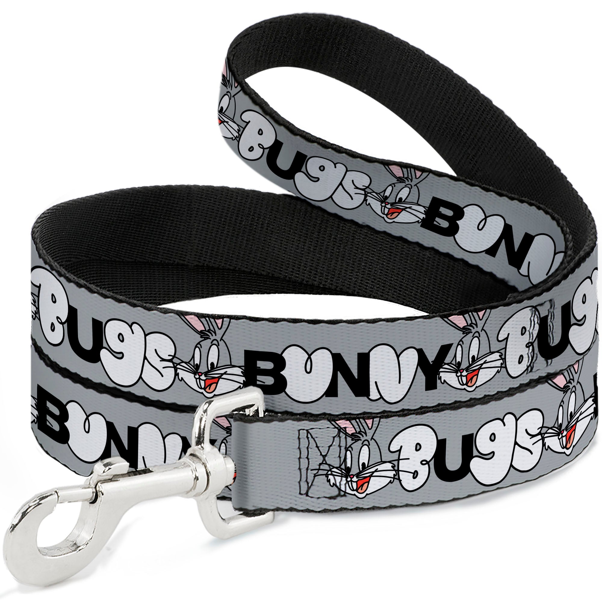 Dog Leash - BUGS BUNNY Smiling Face Text Gray Dog Leashes Looney Tunes