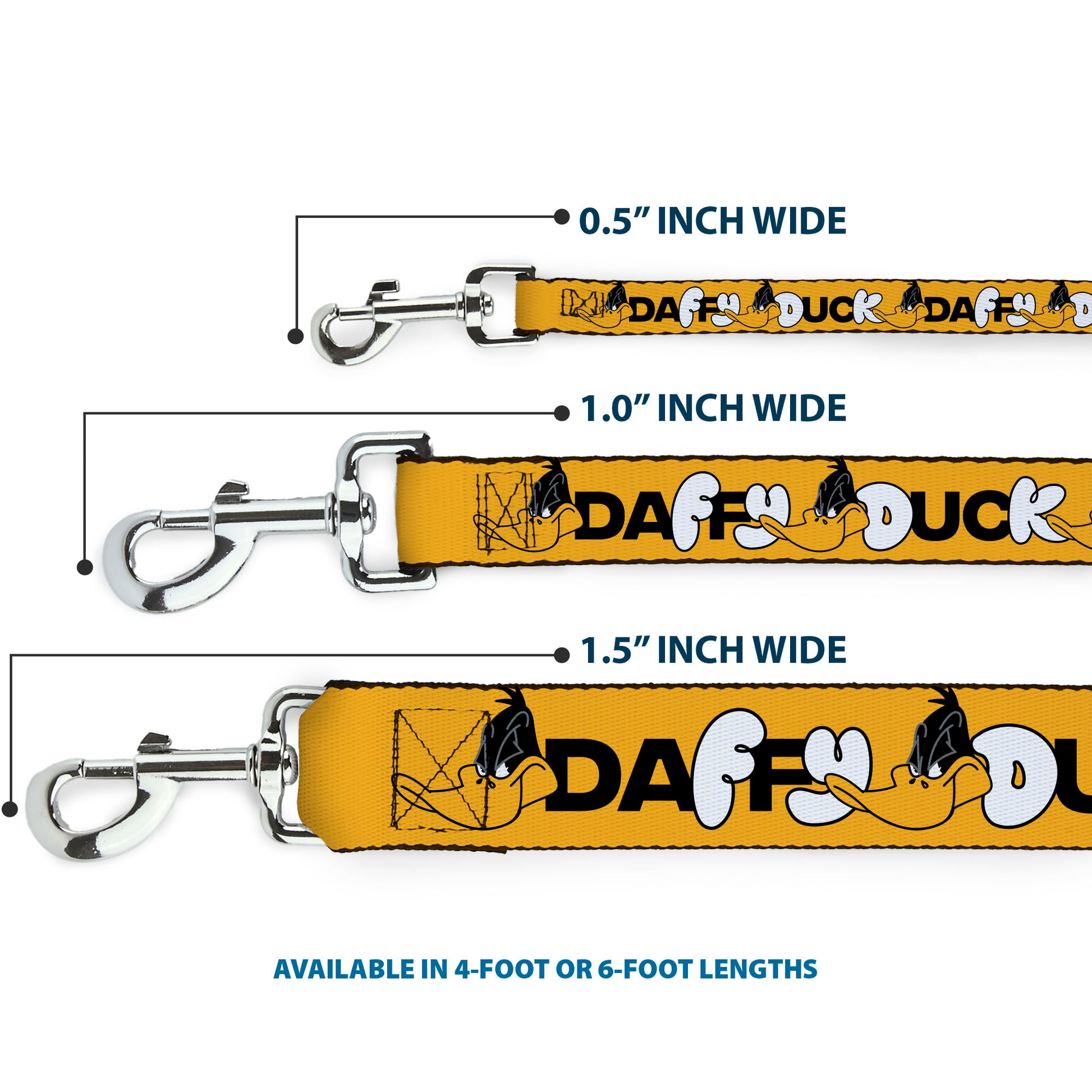 Dog Leash - DAFFY DUCK Smiling Face Text Orange Dog Leashes Looney Tunes