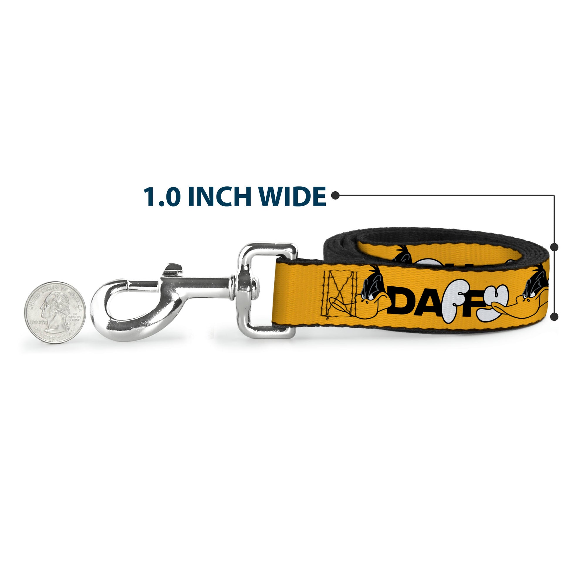 Dog Leash - DAFFY DUCK Smiling Face Text Orange Dog Leashes Looney Tunes