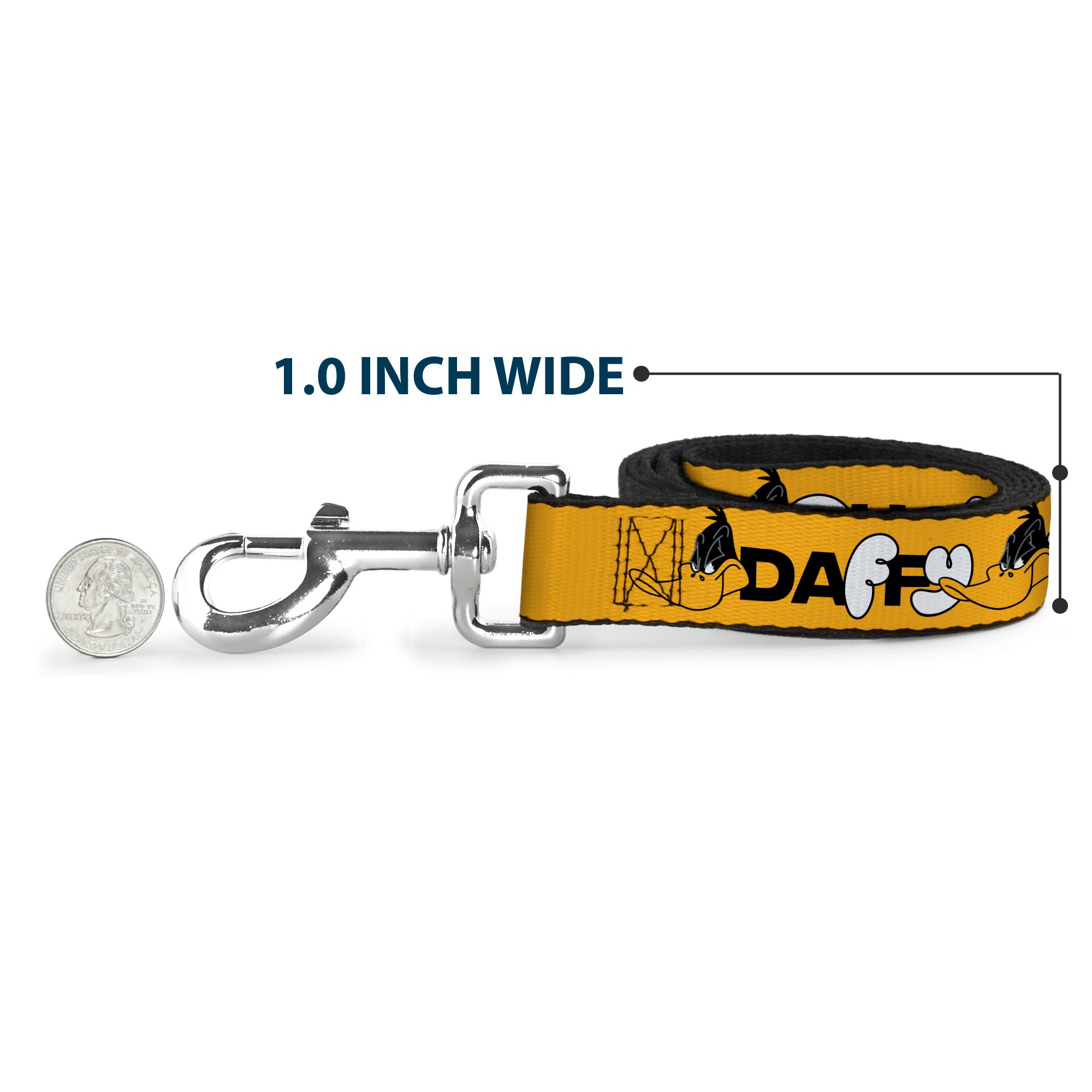 Dog Leash - DAFFY DUCK Smiling Face Text Orange Dog Leashes Looney Tunes