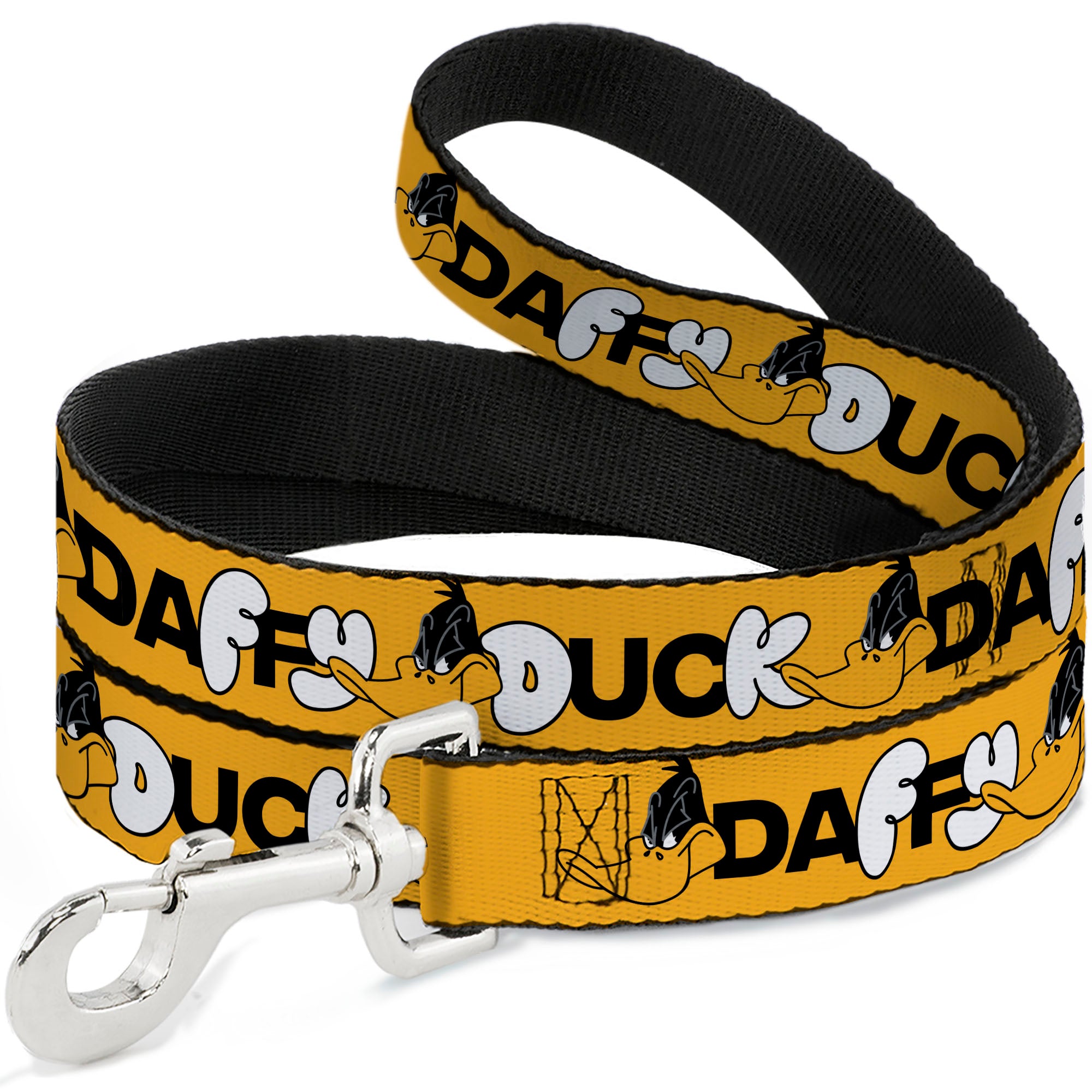 Dog Leash - DAFFY DUCK Smiling Face Text Orange Dog Leashes Looney Tunes