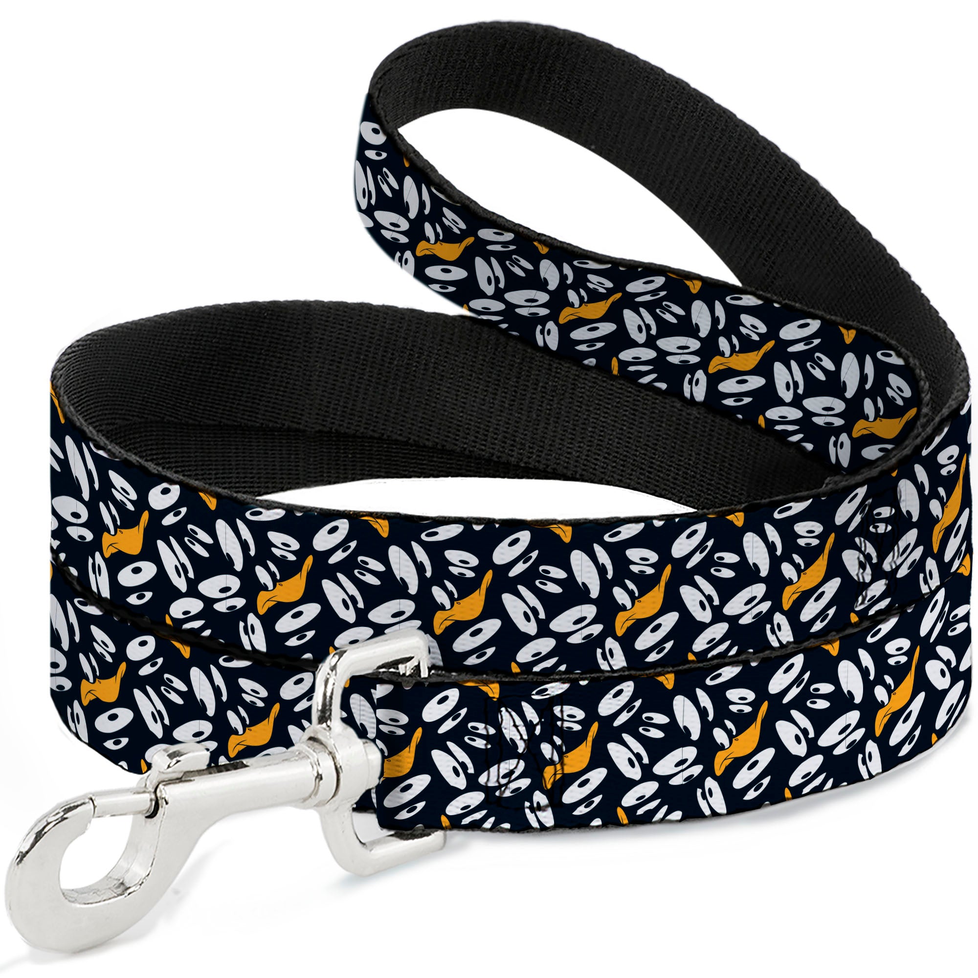 Dog Leash - Daffy Duck Expression and Eyes Scattered Black/White Dog Leashes Looney Tunes