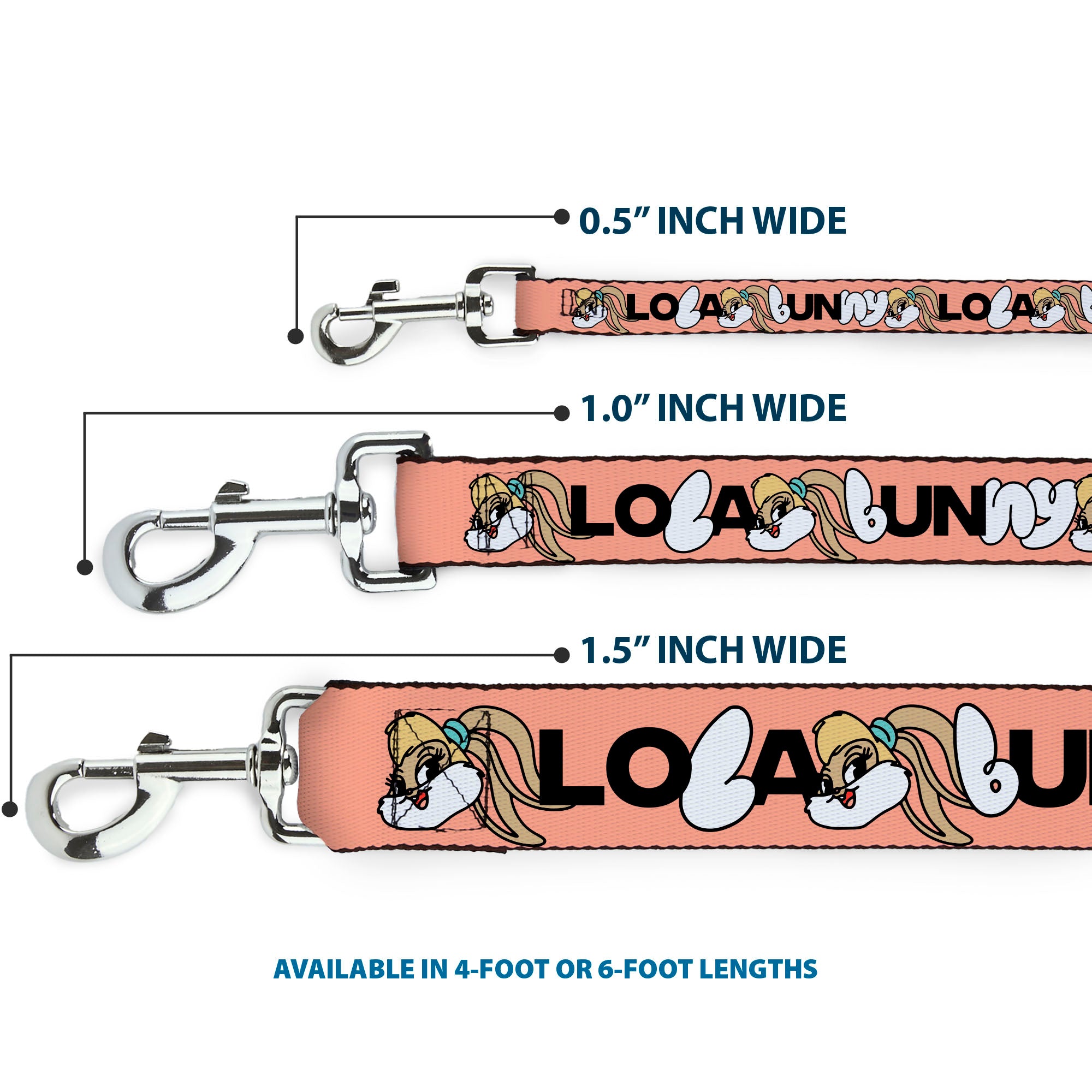 Dog Leash - LOLA BUNNY Smiling Face Text Peach Dog Leashes Looney Tunes