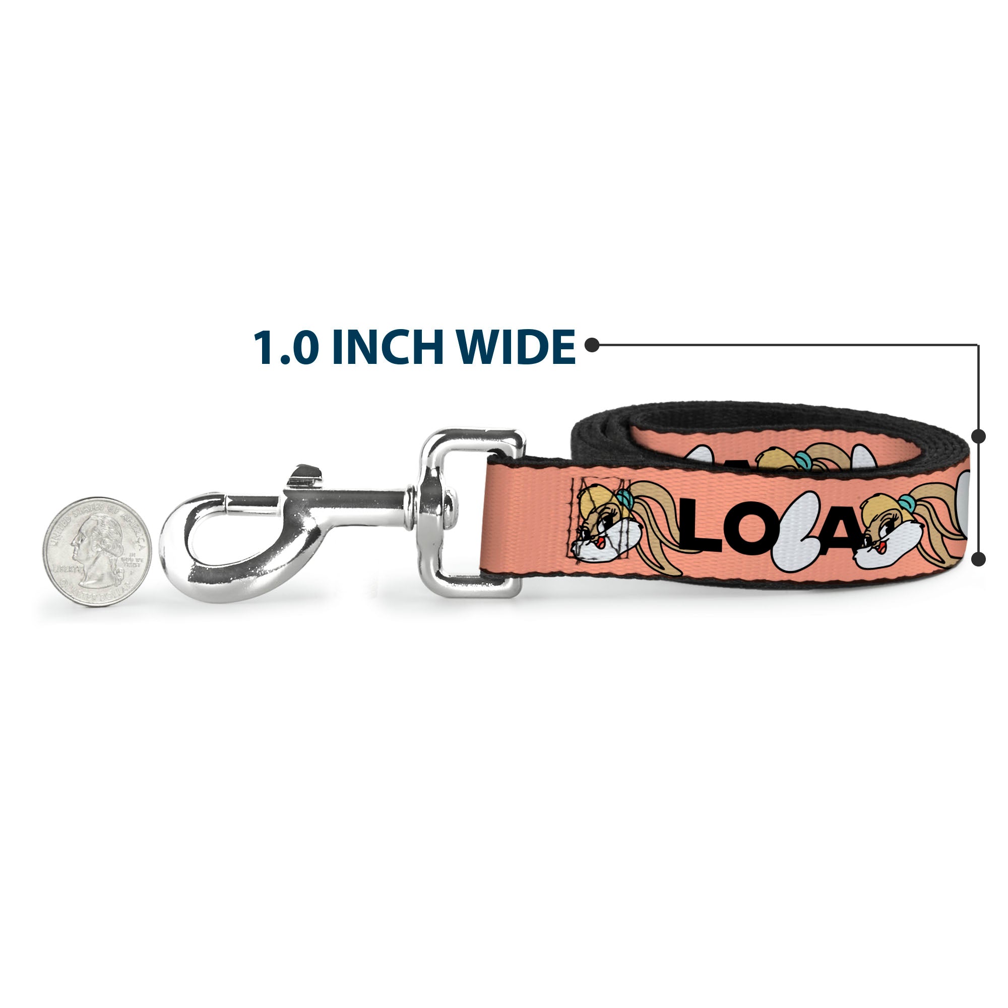 Dog Leash - LOLA BUNNY Smiling Face Text Peach Dog Leashes Looney Tunes