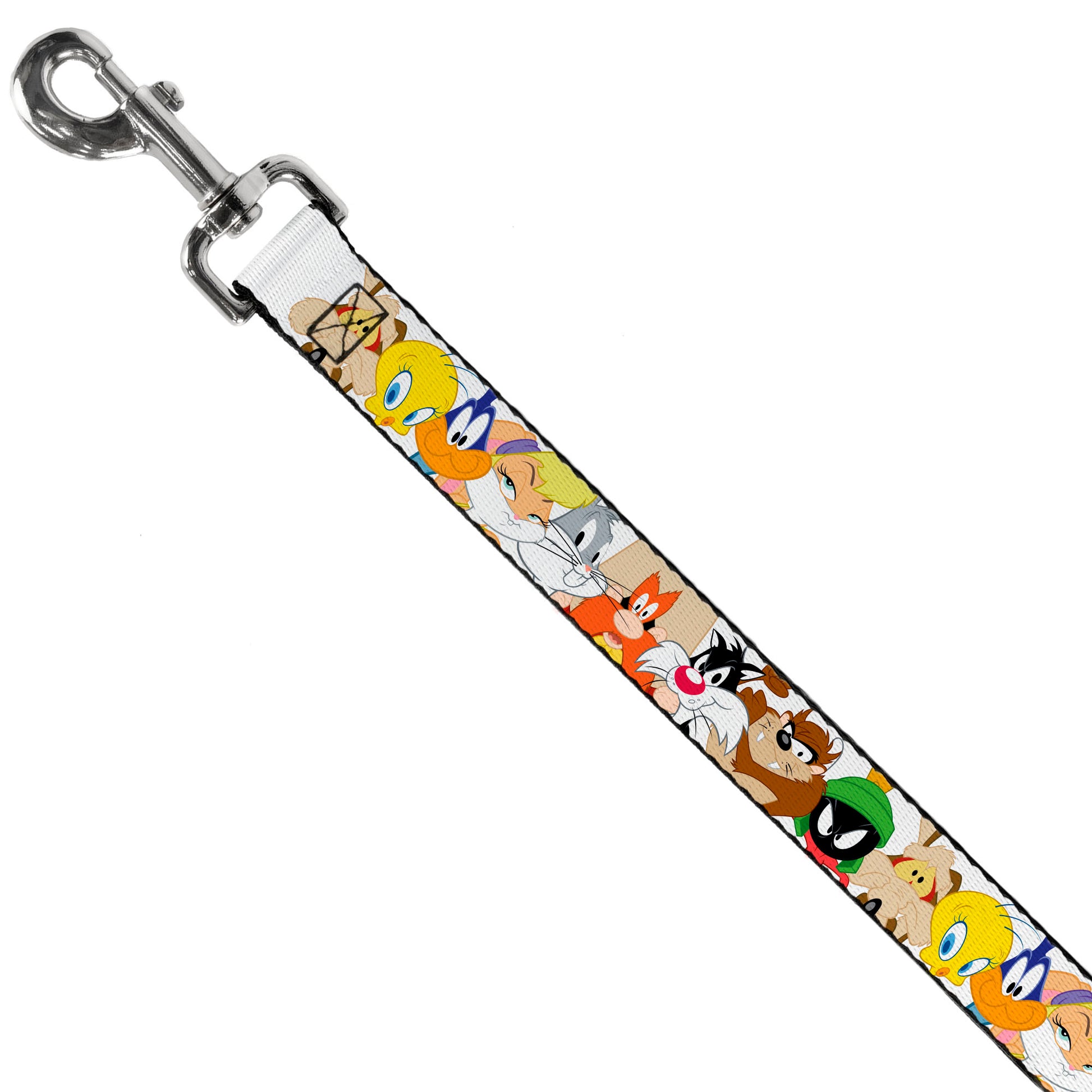 Dog Leash - Looney Tunes Nine Character Faces White Dog Leashes Looney Tunes