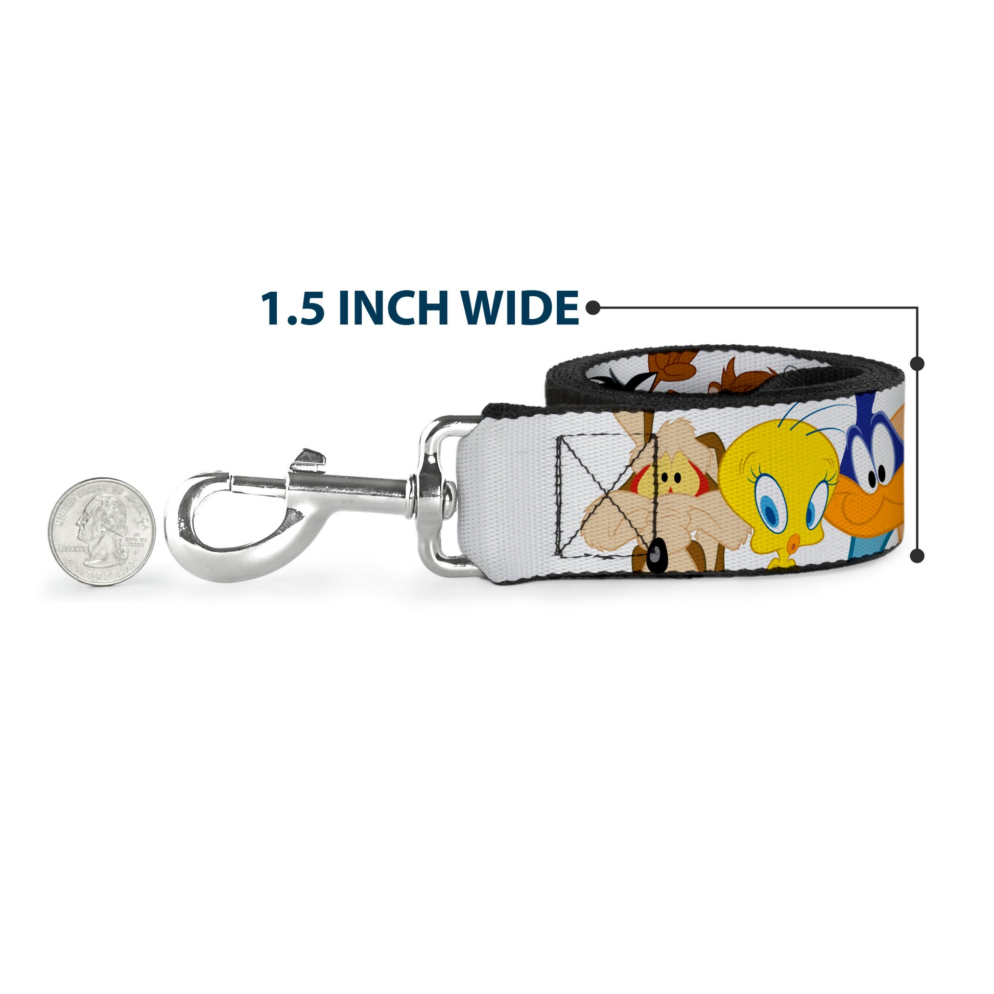 Dog Leash - Looney Tunes Nine Character Faces White Dog Leashes Looney Tunes