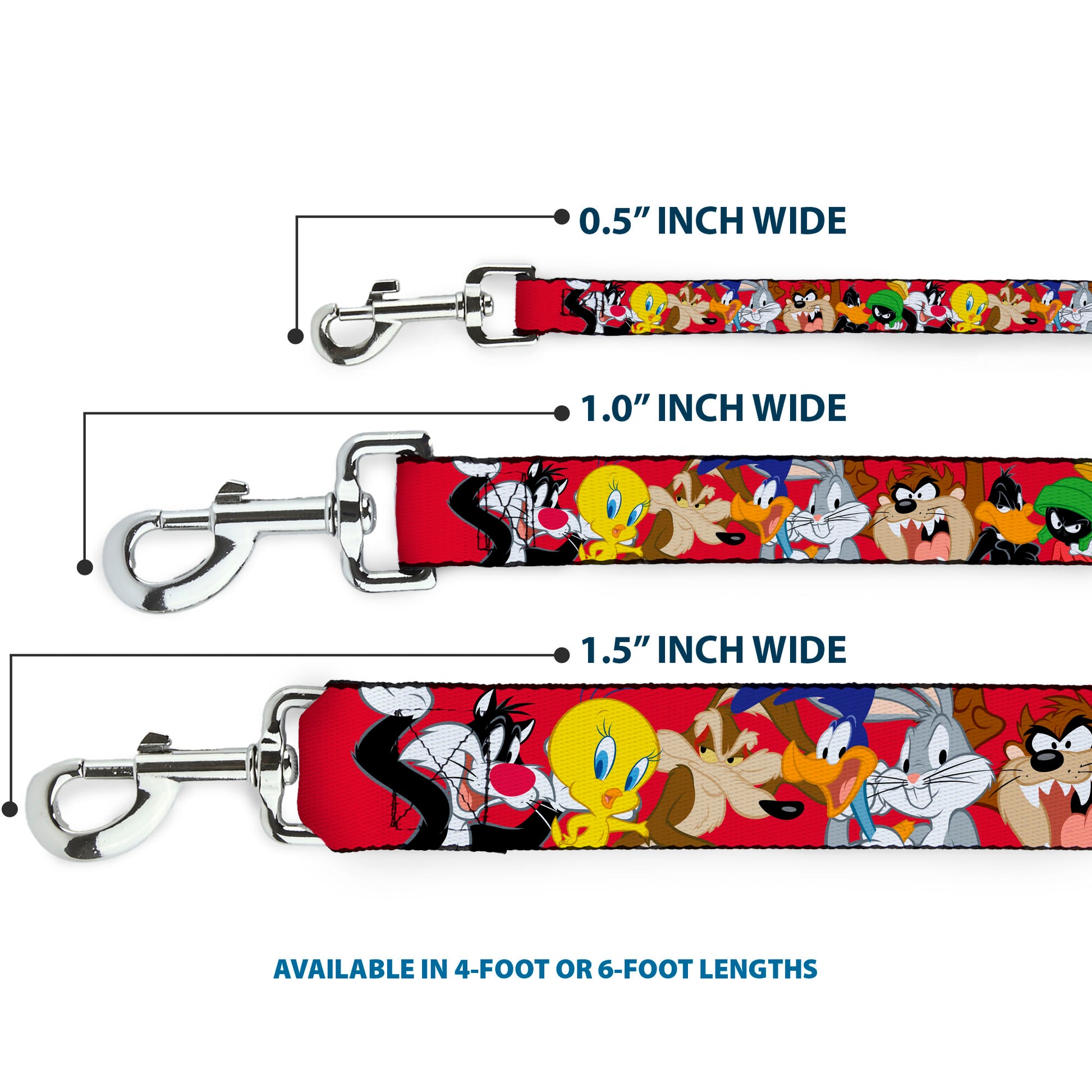 Dog Leash - Looney Tunes Eight Character Faces Red Dog Leashes Looney Tunes