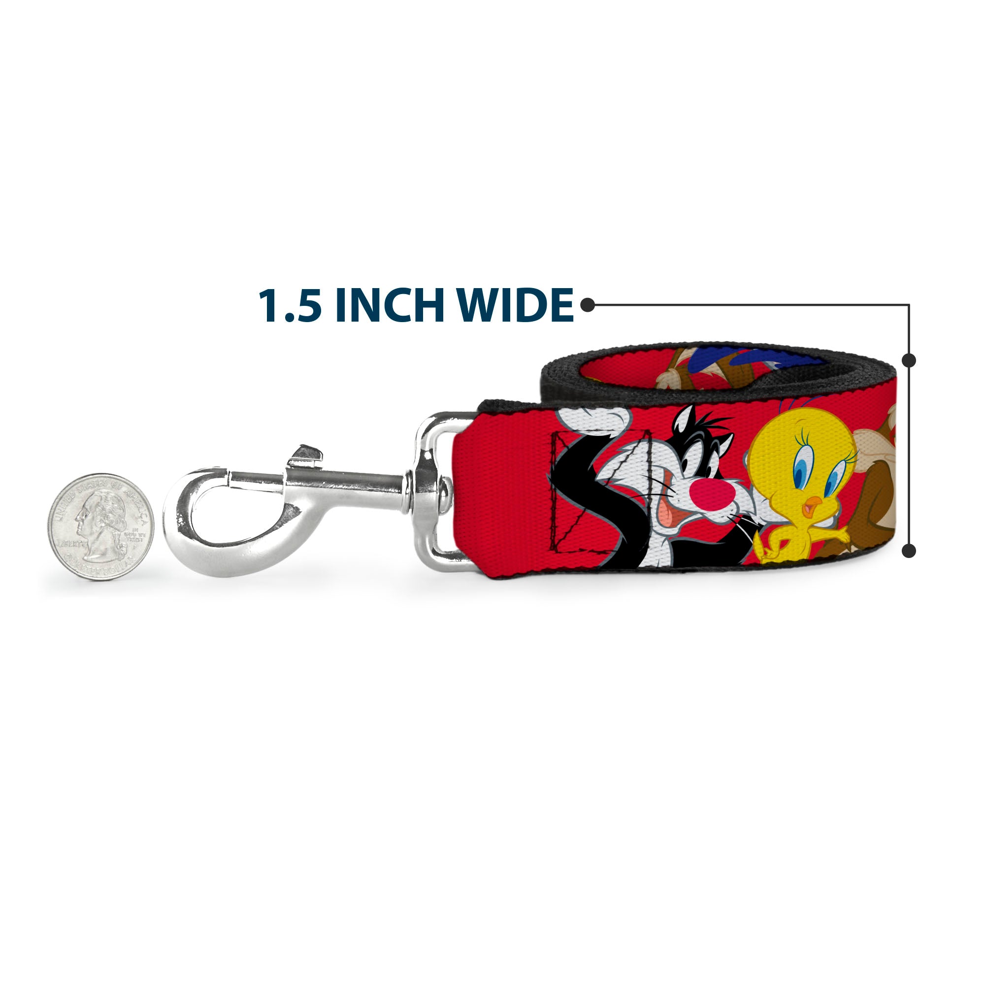 Dog Leash - Looney Tunes Eight Character Faces Red Dog Leashes Looney Tunes