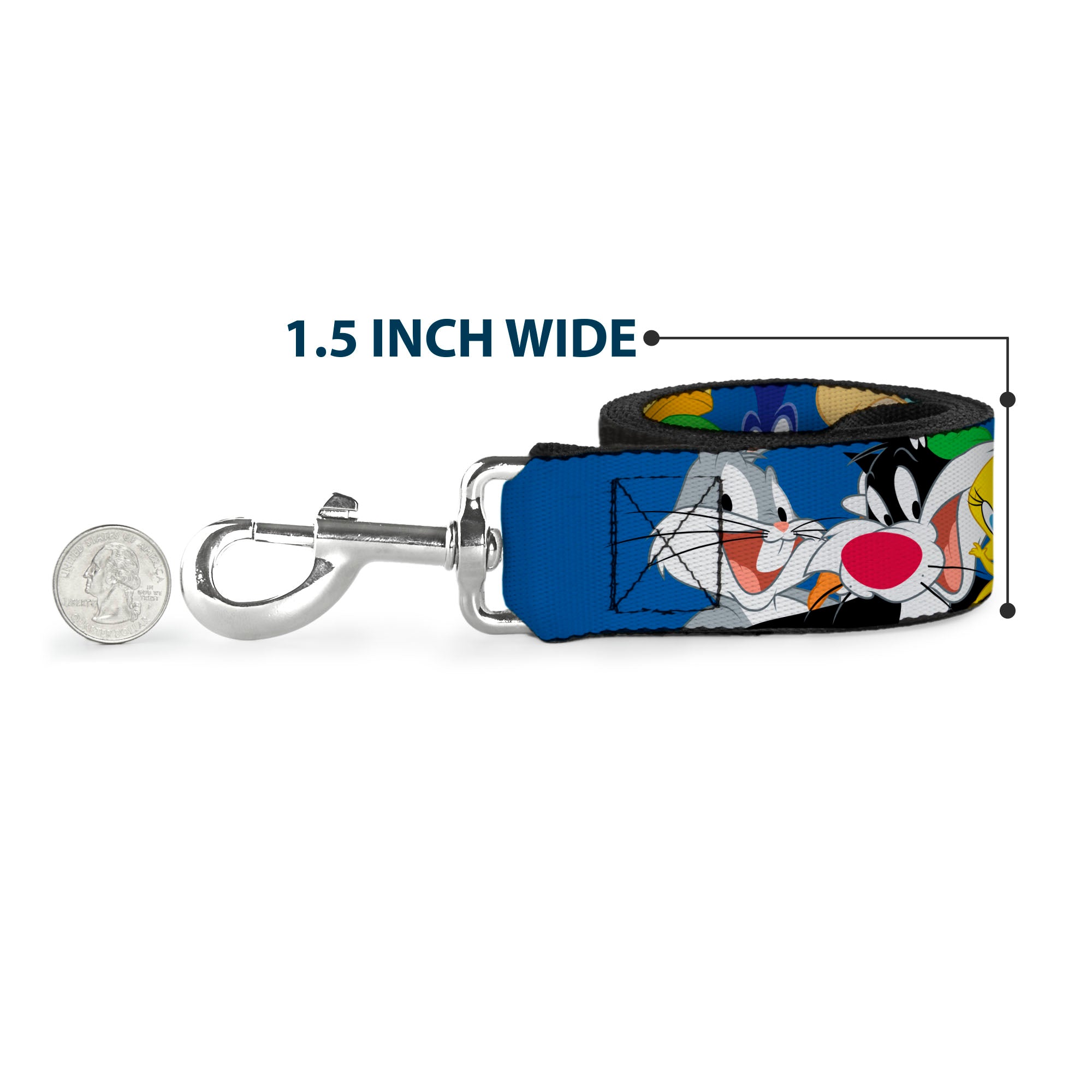 Dog Leash - Looney Tunes Seven Character Faces Stacked Blue Dog Leashes Looney Tunes
