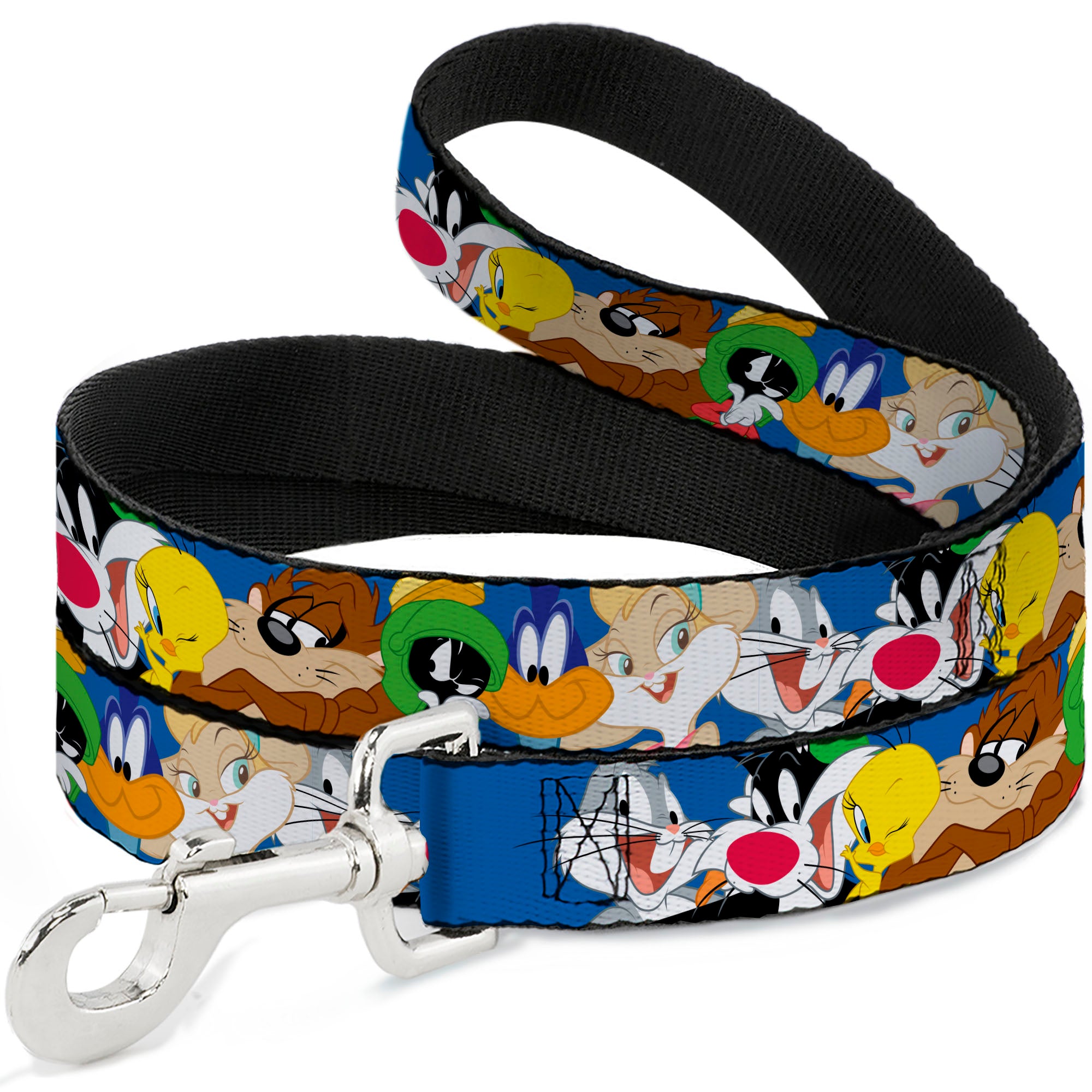 Dog Leash - Looney Tunes Seven Character Faces Stacked Blue Dog Leashes Looney Tunes