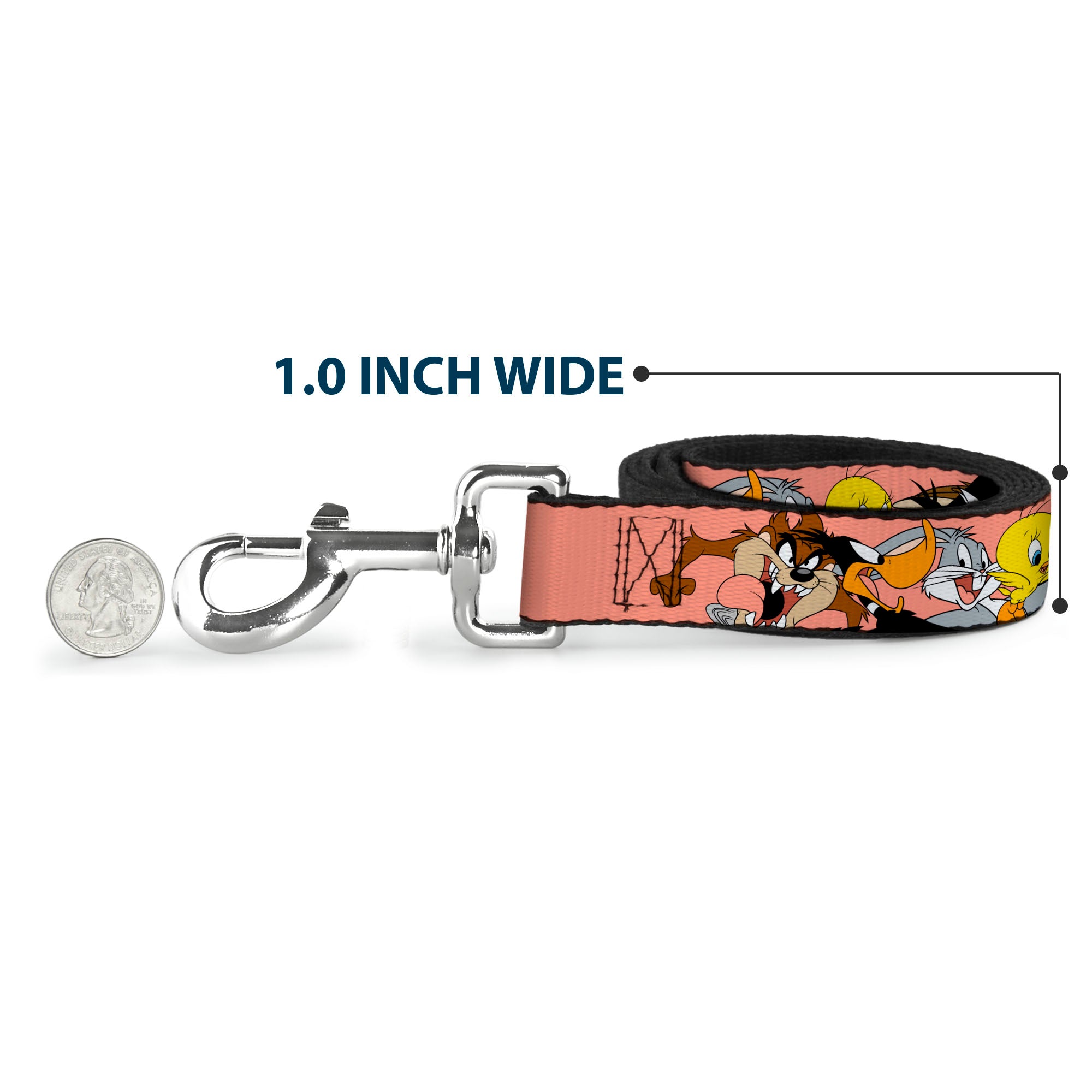 Dog Leash - Looney Tunes Seven Character Poses Stacked Peach Dog Leashes Looney Tunes