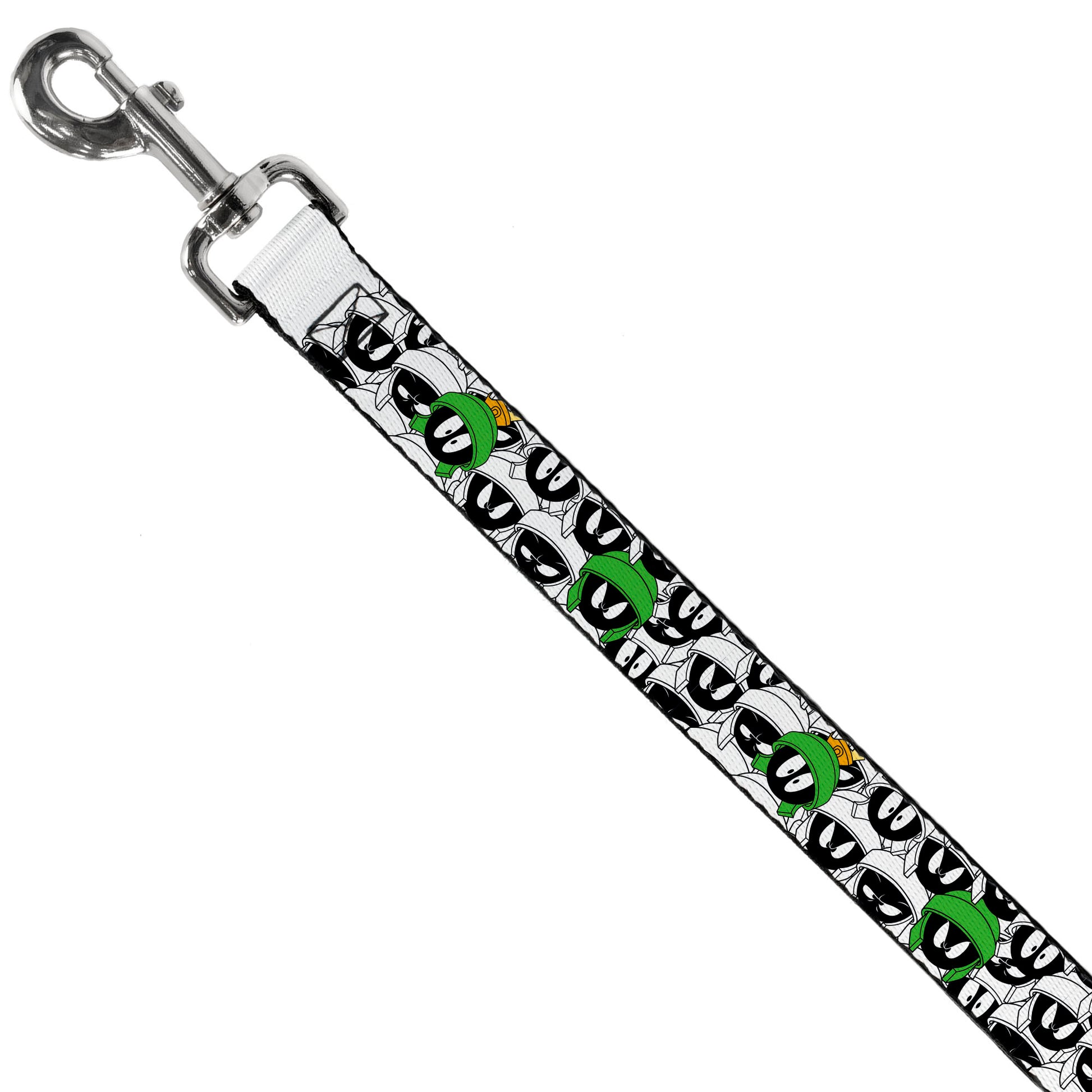 Dog Leash - Marvin the Martian Faces Stacked White/Black/Full Color Dog Leashes Looney Tunes
