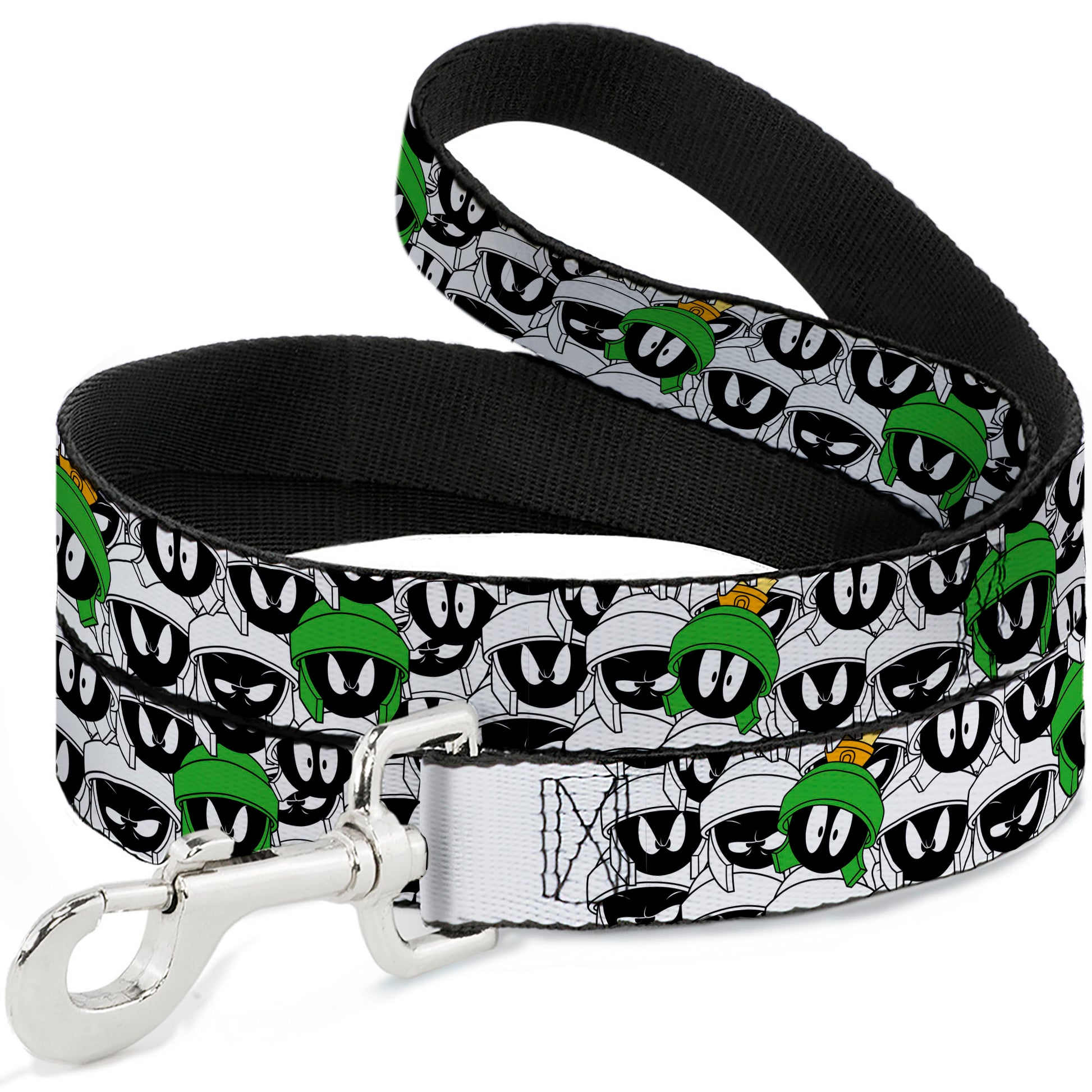 Dog Leash - Marvin the Martian Faces Stacked White/Black/Full Color Dog Leashes Looney Tunes