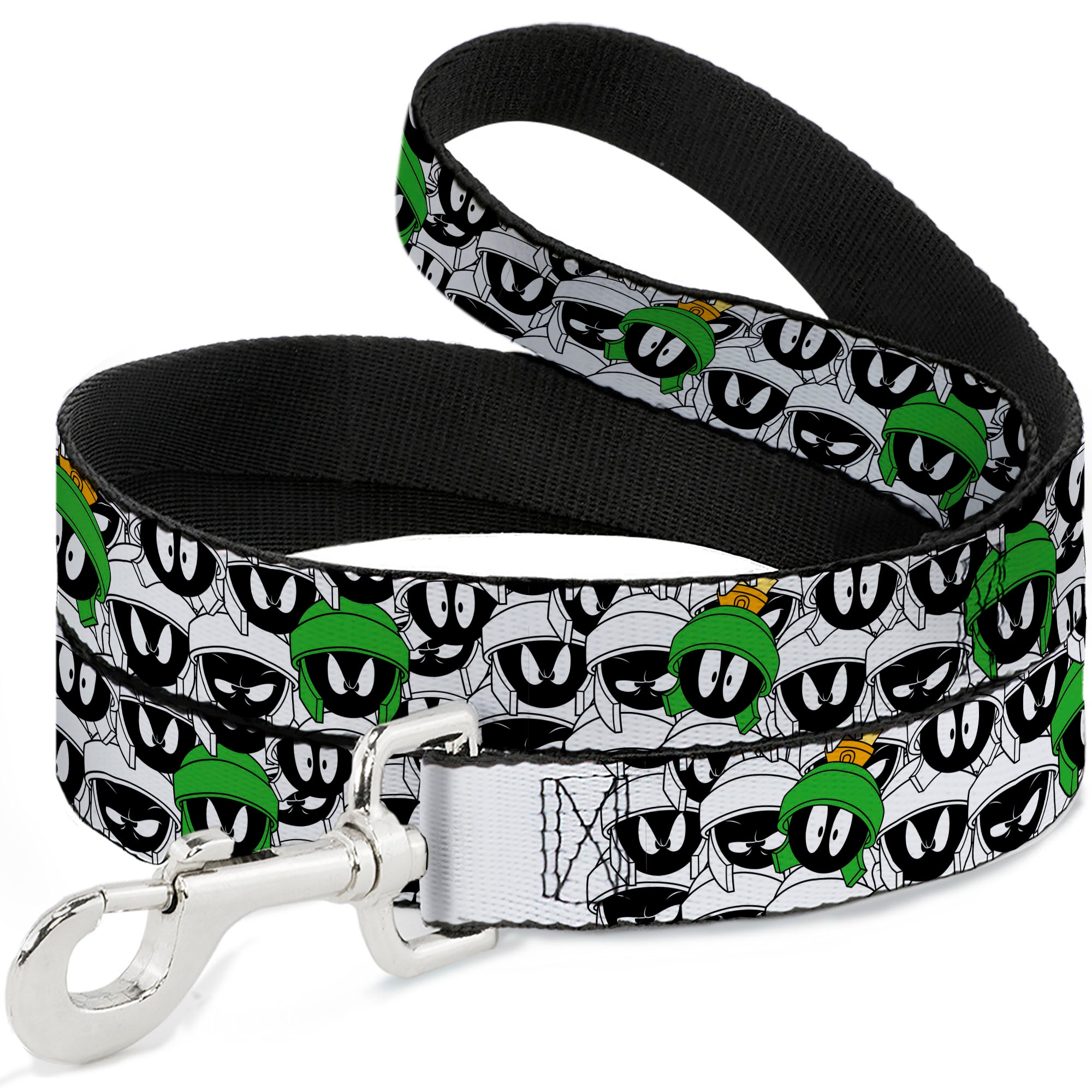 Dog Leash - Marvin the Martian Faces Stacked White/Black/Full Color Dog Leashes Looney Tunes