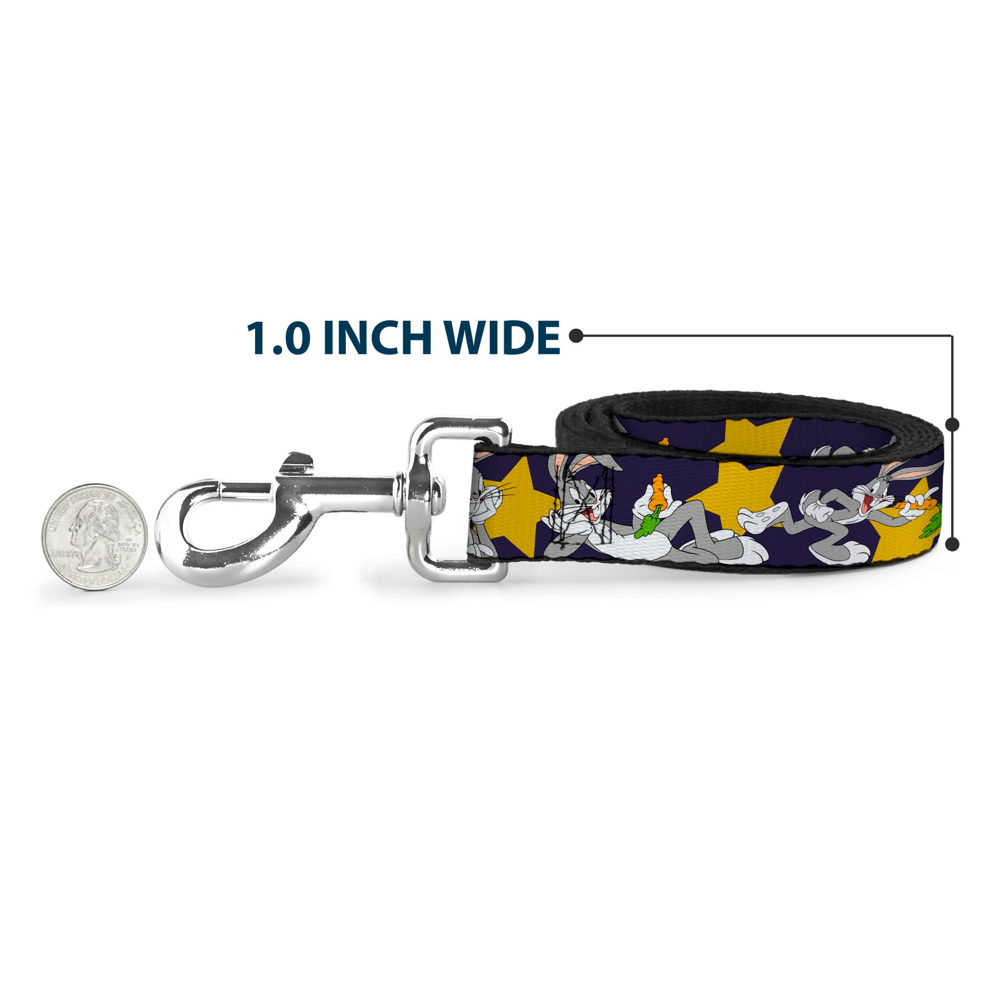 Dog Leash - Bugs Bunny Poses/Stars Navy Dog Leashes Looney Tunes