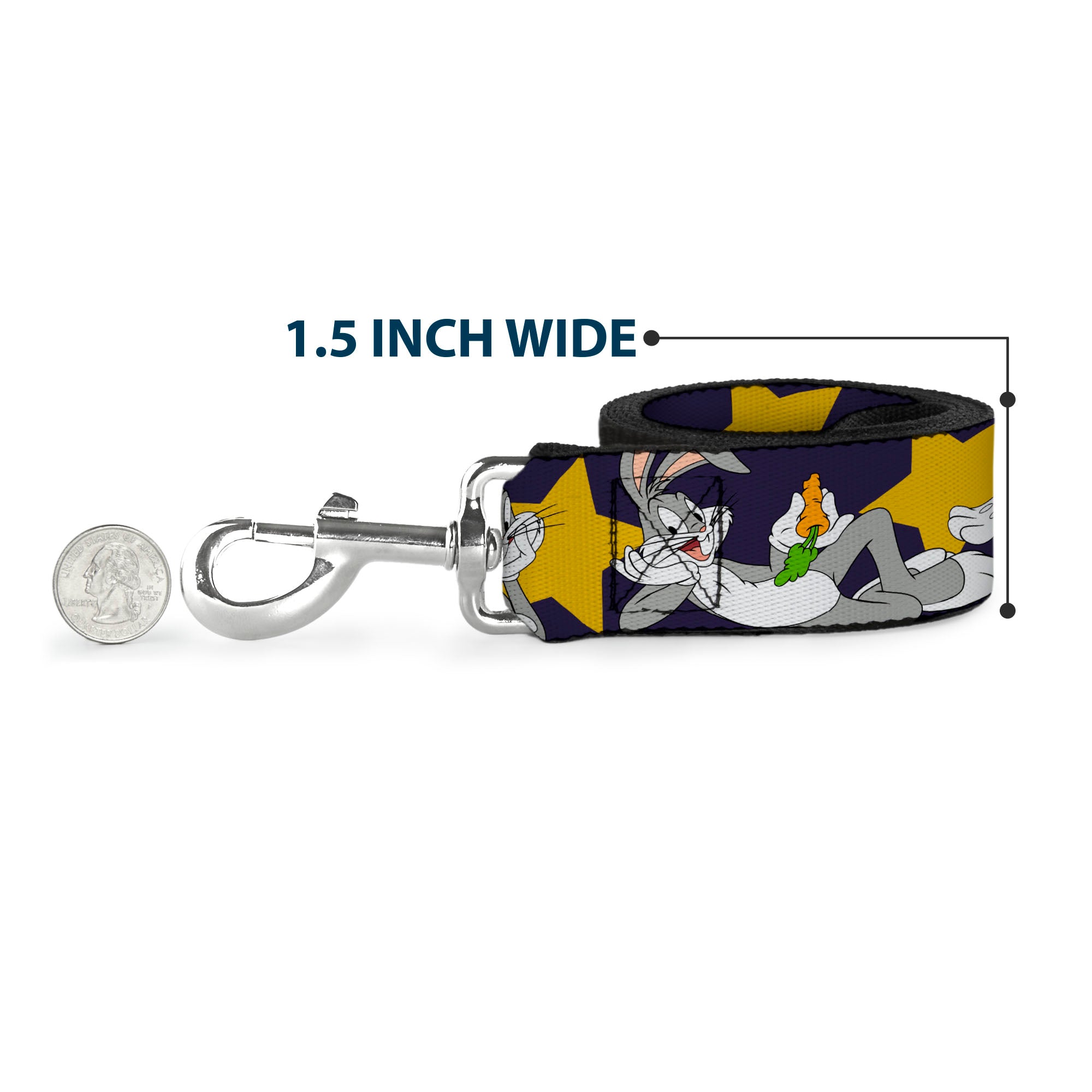 Dog Leash - Bugs Bunny Poses/Stars Navy Dog Leashes Looney Tunes