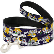 Dog Leash - Bugs Bunny Poses/Stars Navy Dog Leashes Looney Tunes