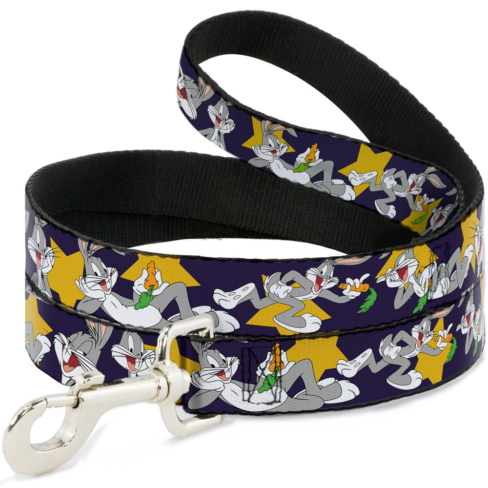 Dog Leash - Bugs Bunny Poses/Stars Navy Dog Leashes Looney Tunes