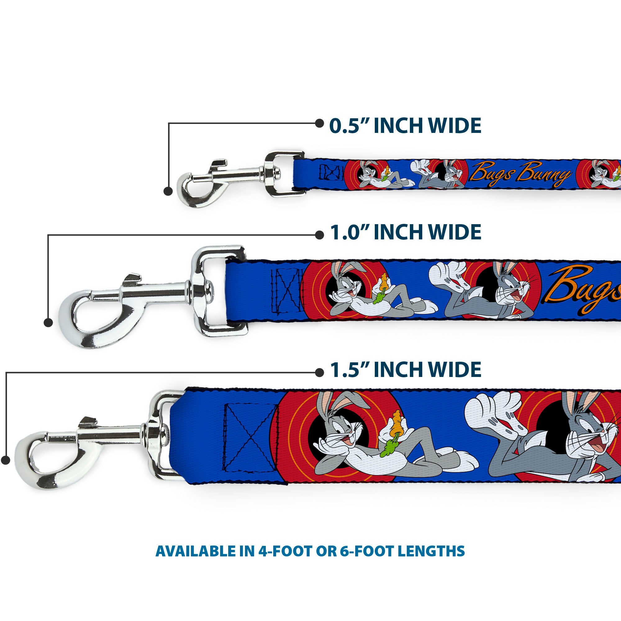 Dog Leash - BUGS BUNNY w/Bugs Poses Blue Dog Leashes Looney Tunes