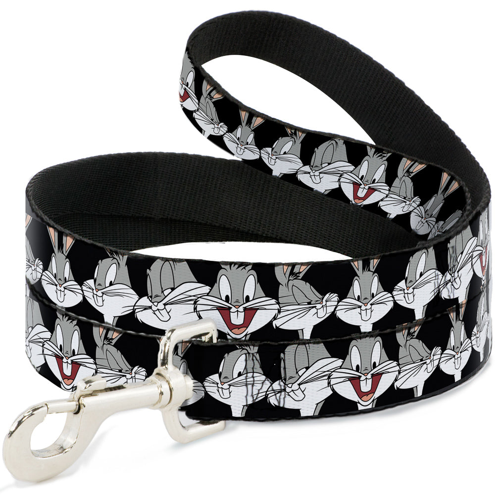 Dog Leash - Bugs Bunny CLOSE-UP Expressions Black Dog Leashes Looney Tunes