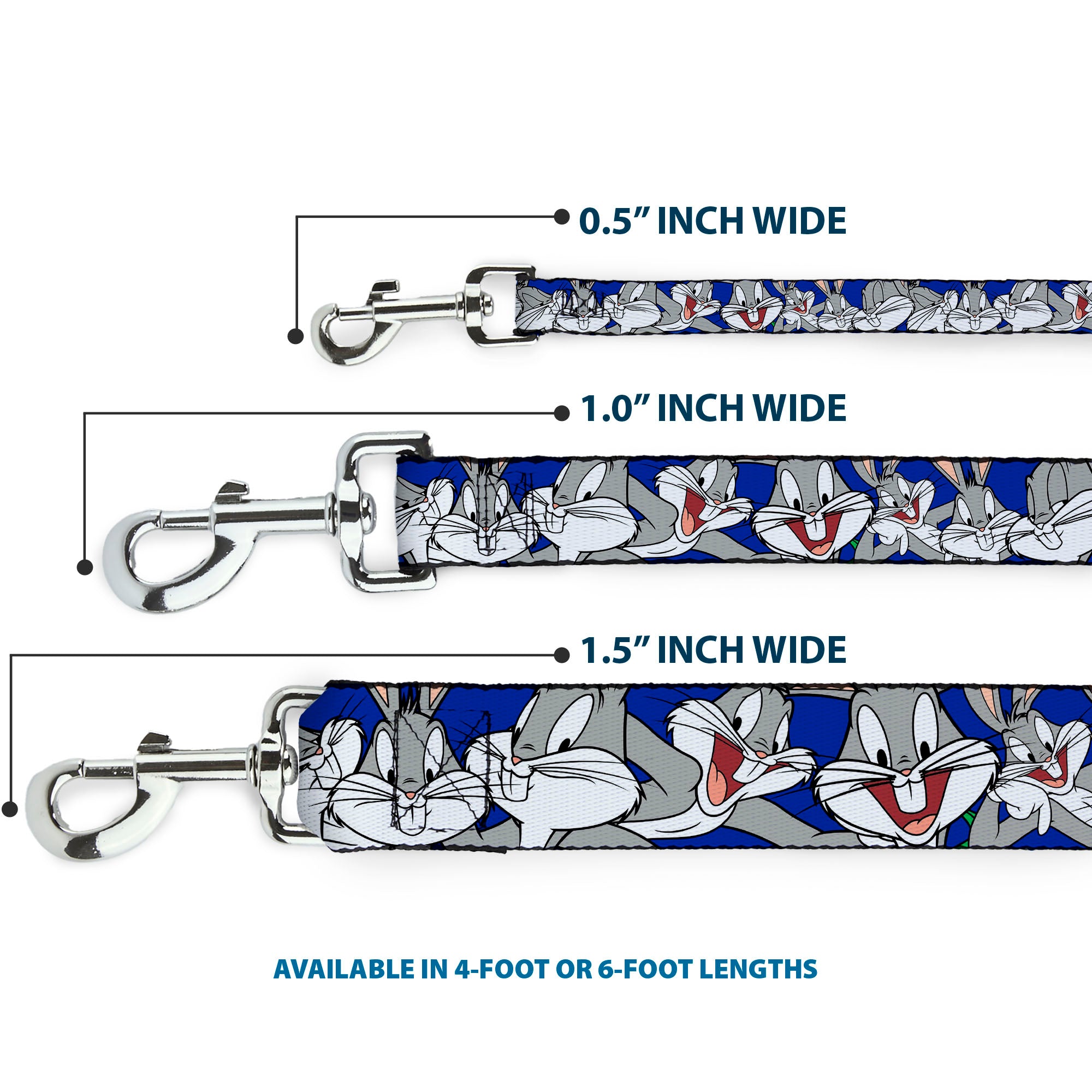 Dog Leash - Bugs Bunny CLOSE-UP Poses Blue Dog Leashes Looney Tunes