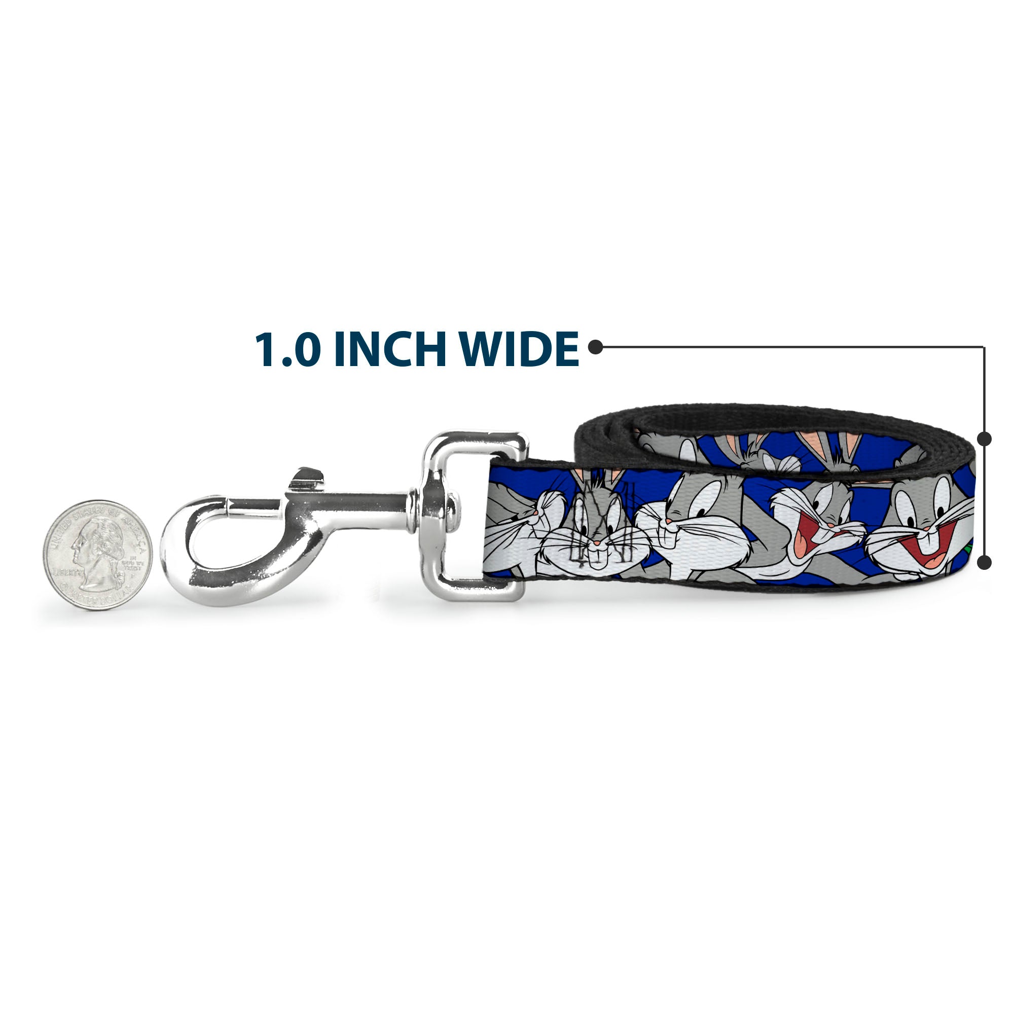 Dog Leash - Bugs Bunny CLOSE-UP Poses Blue Dog Leashes Looney Tunes