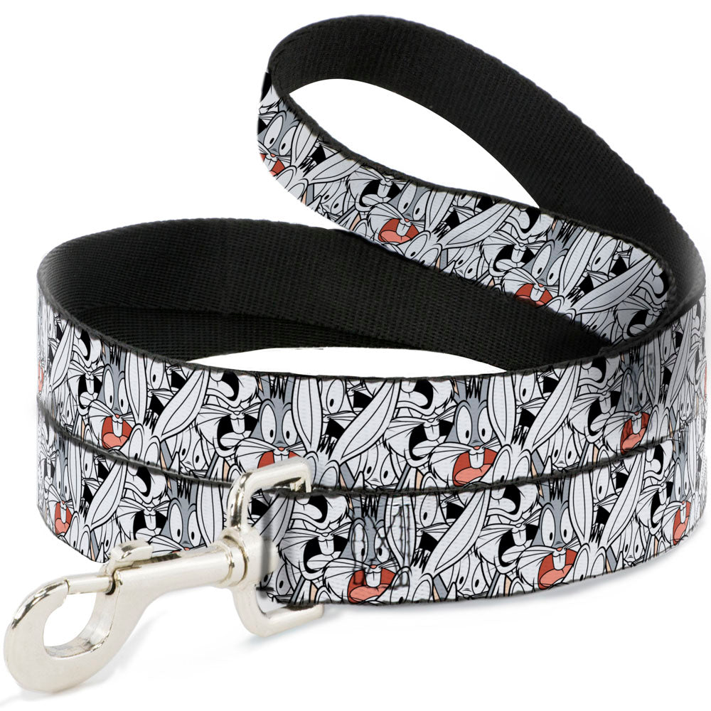 Dog Leash - Bugs Bunny Expressions Stacked White/Black/Gray Dog Leashes Looney Tunes