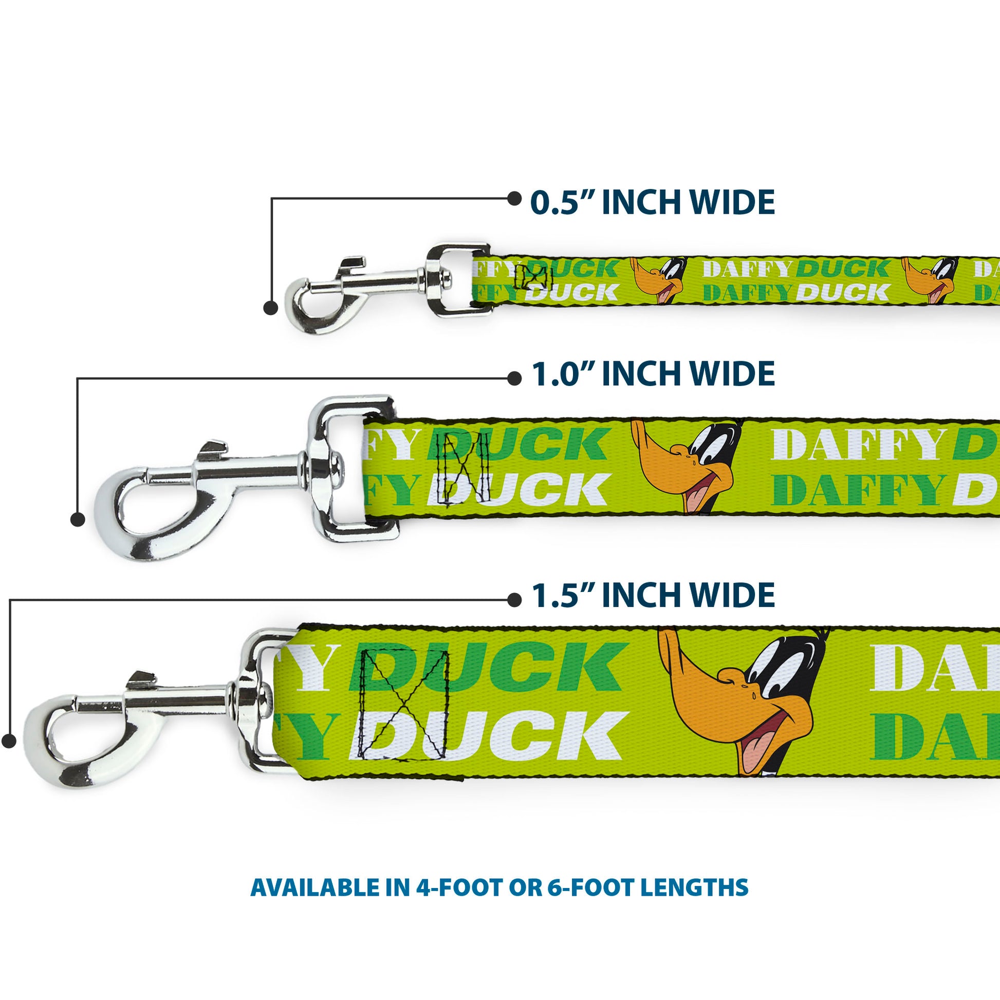 Dog Leash - DAFFY DUCK w/Face CLOSE-UP Greens Dog Leashes Looney Tunes