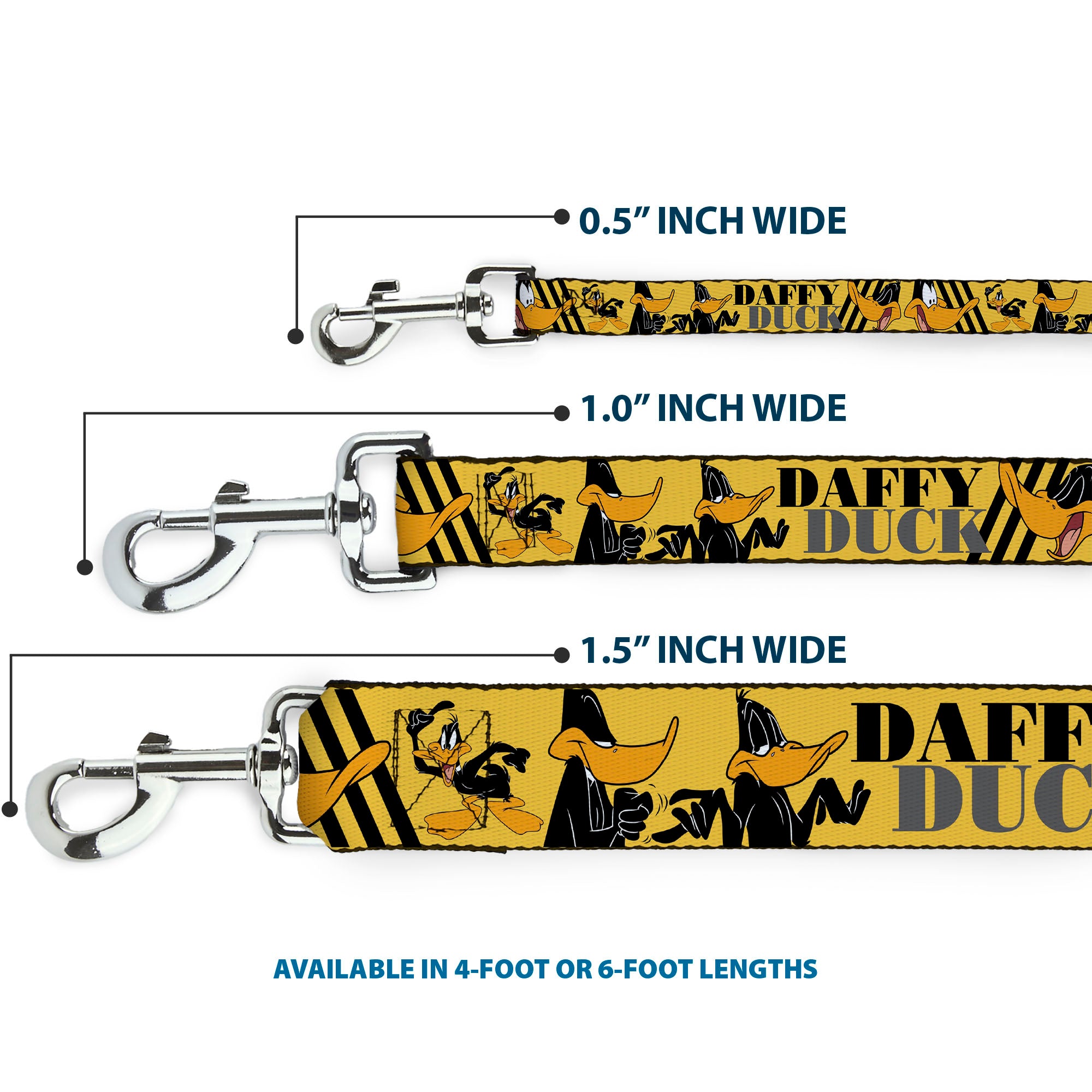 Dog Leash - DAFFY DUCK w/Poses Yellow/Black Dog Leashes Looney Tunes