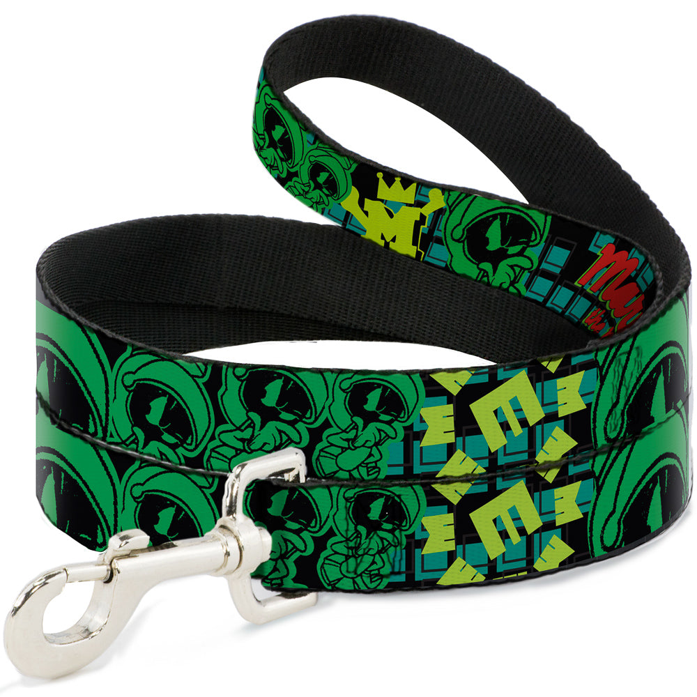 Dog Leash - MARVIN THE MARTIAN w/Poses Black/Turquoise Dog Leashes Looney Tunes