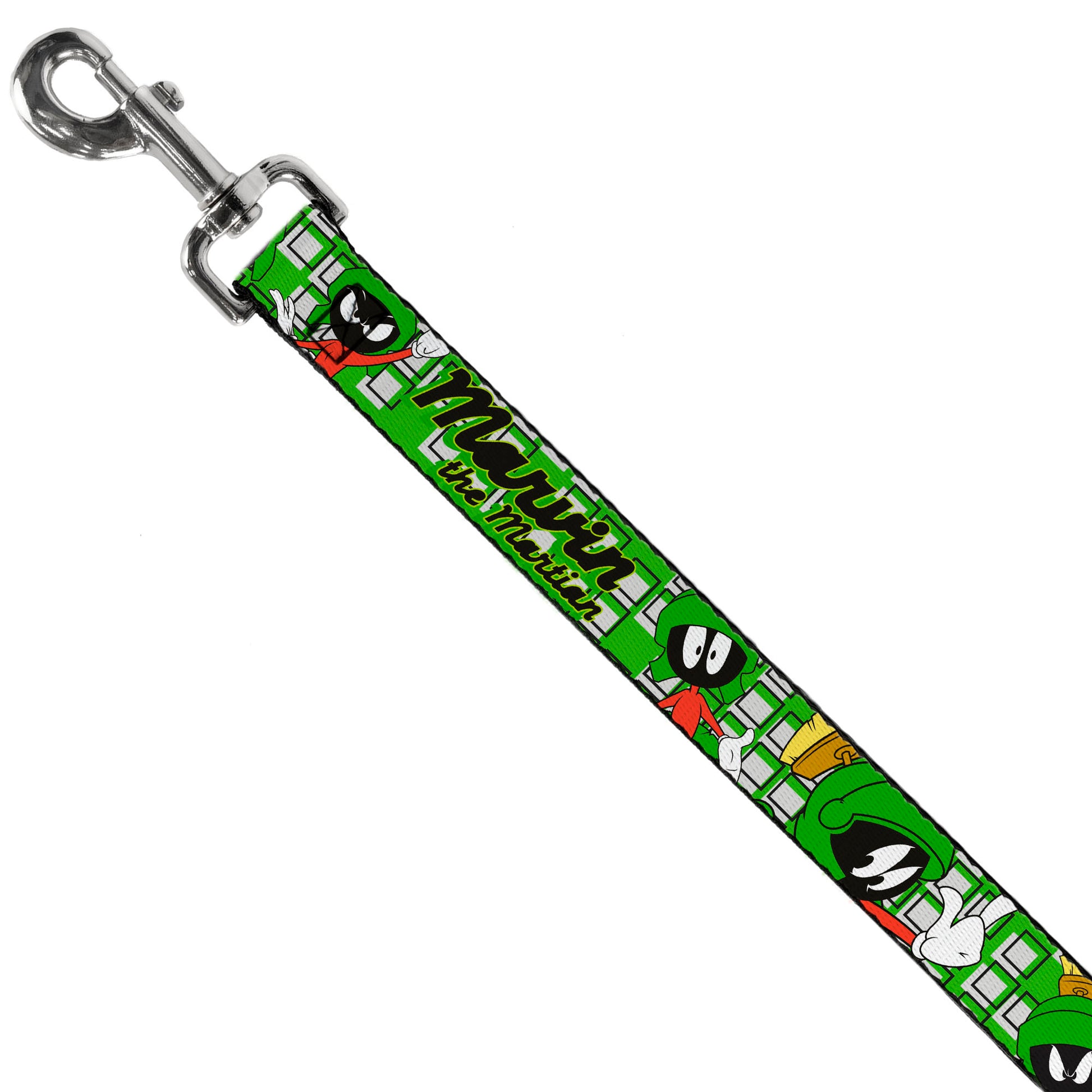 Dog Leash - MARVIN THE MARTIAN w/Poses White/Green Dog Leashes Looney Tunes