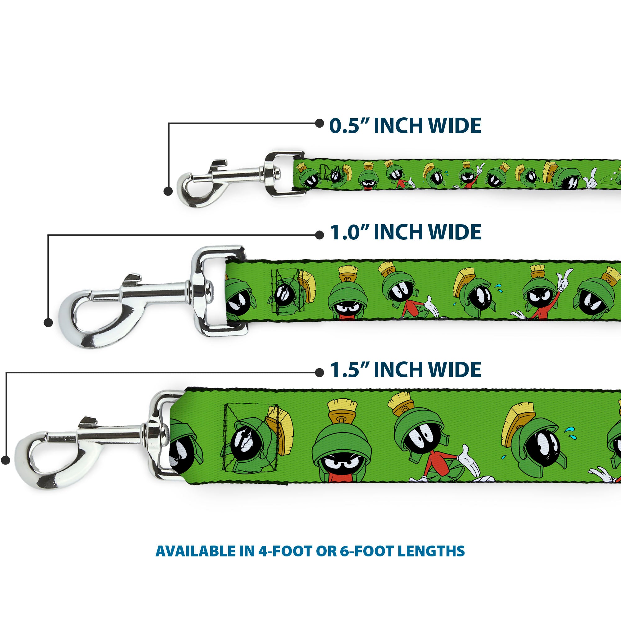 Dog Leash - MARVIN THE MARTIAN w/Poses/Expressions Green Dog Leashes Looney Tunes