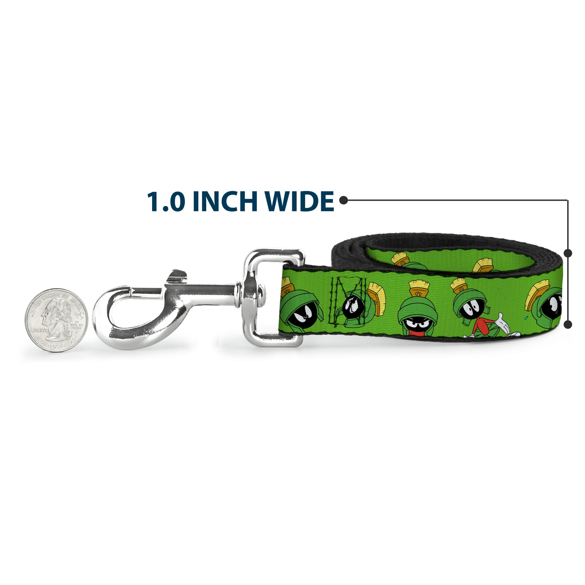 Dog Leash - MARVIN THE MARTIAN w/Poses/Expressions Green Dog Leashes Looney Tunes