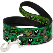 Dog Leash - Marvin the Martian & K-9 Poses/Clovers Greens Dog Leashes Looney Tunes