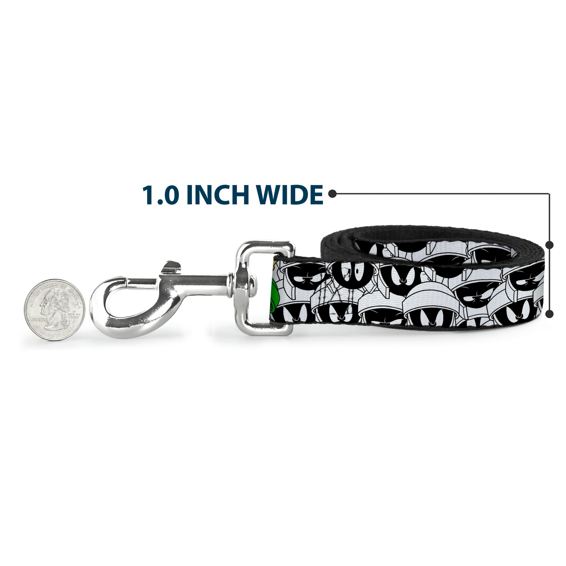 Dog Leash - Marvin the Martian Expressions Stacked White/Black/Green/Gold Dog Leashes Looney Tunes