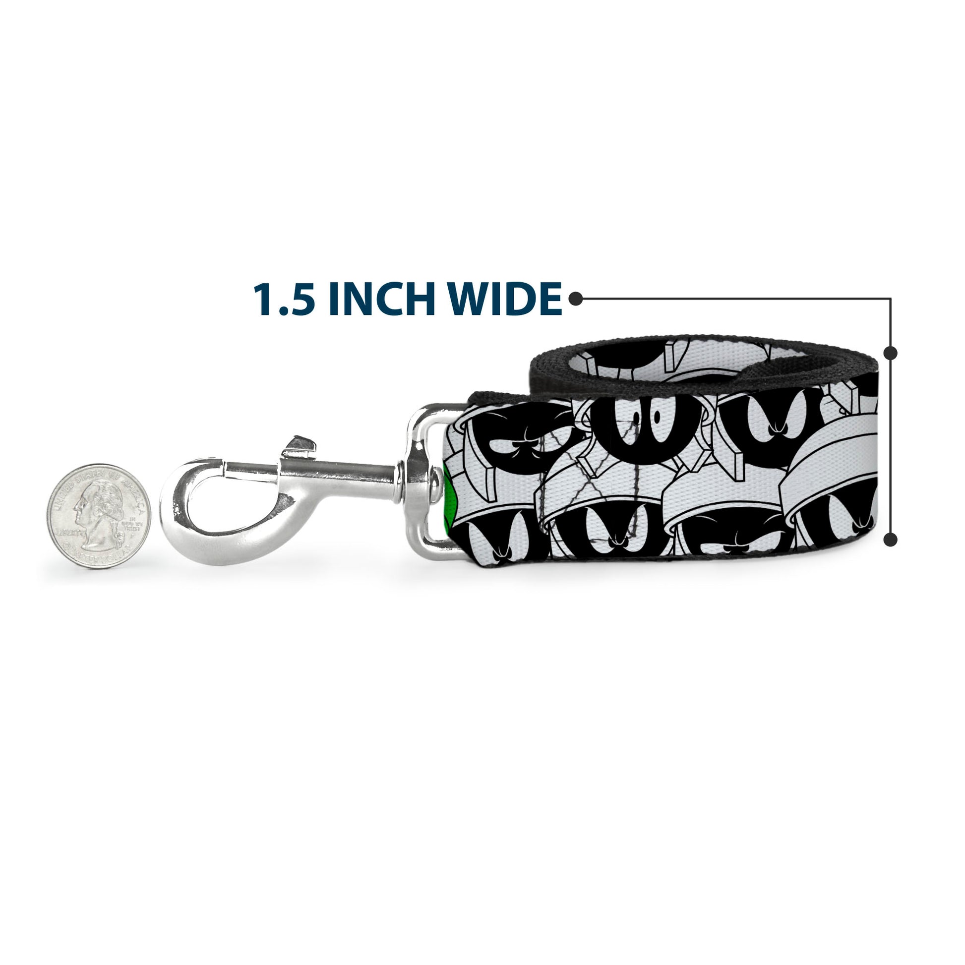 Dog Leash - Marvin the Martian Expressions Stacked White/Black/Green/Gold Dog Leashes Looney Tunes