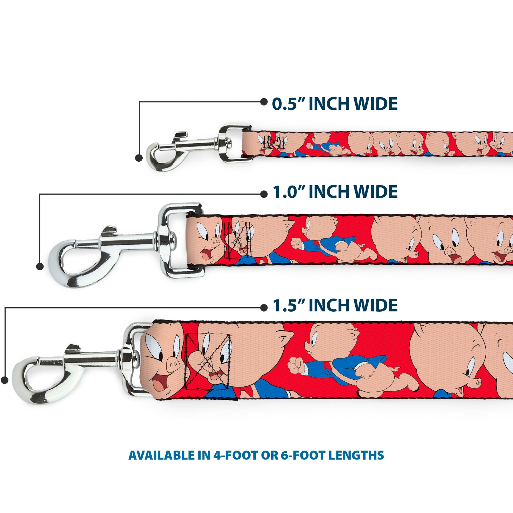 Dog Leash - Porky Pig Expressions Red Dog Leashes Looney Tunes