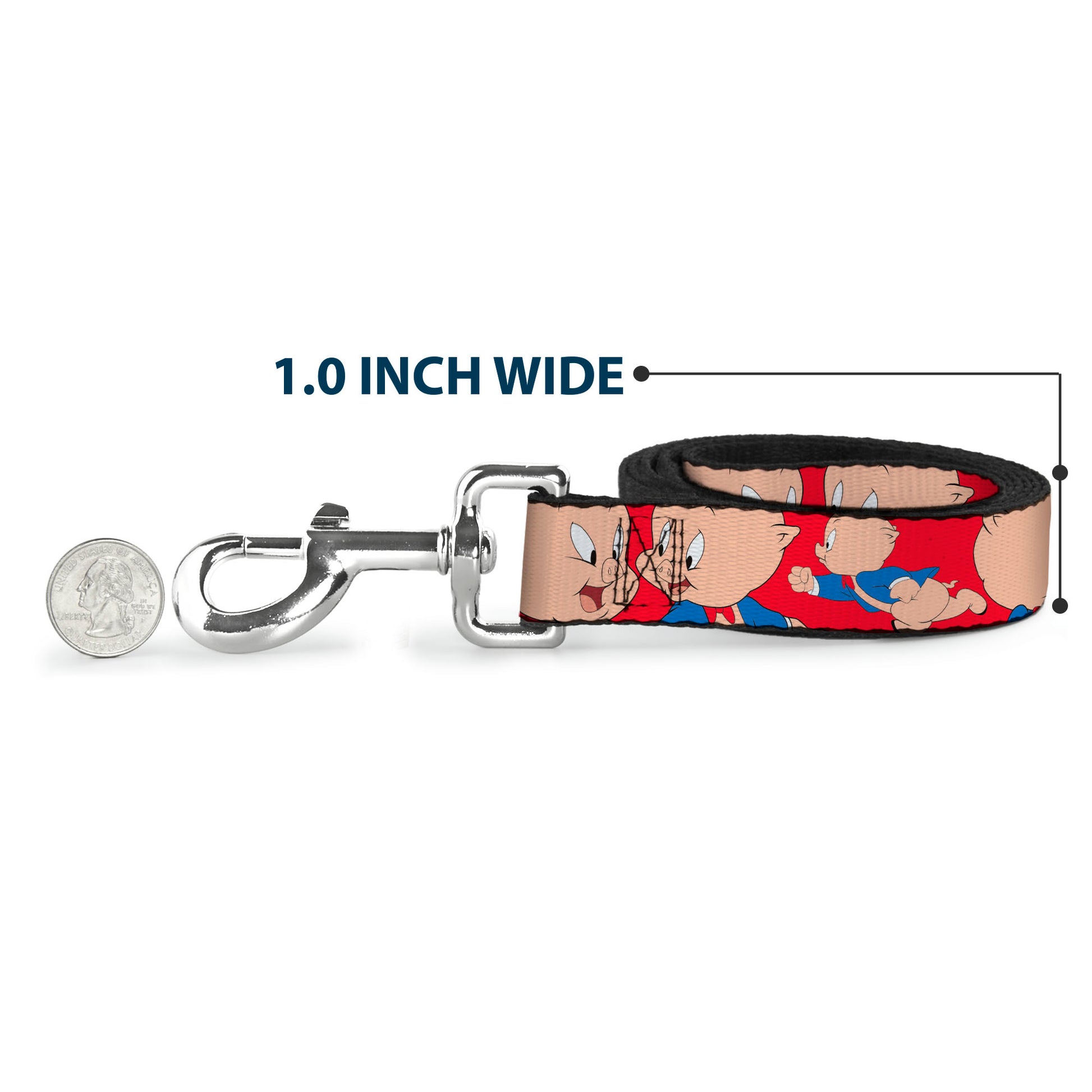 Dog Leash - Porky Pig Expressions Red Dog Leashes Looney Tunes