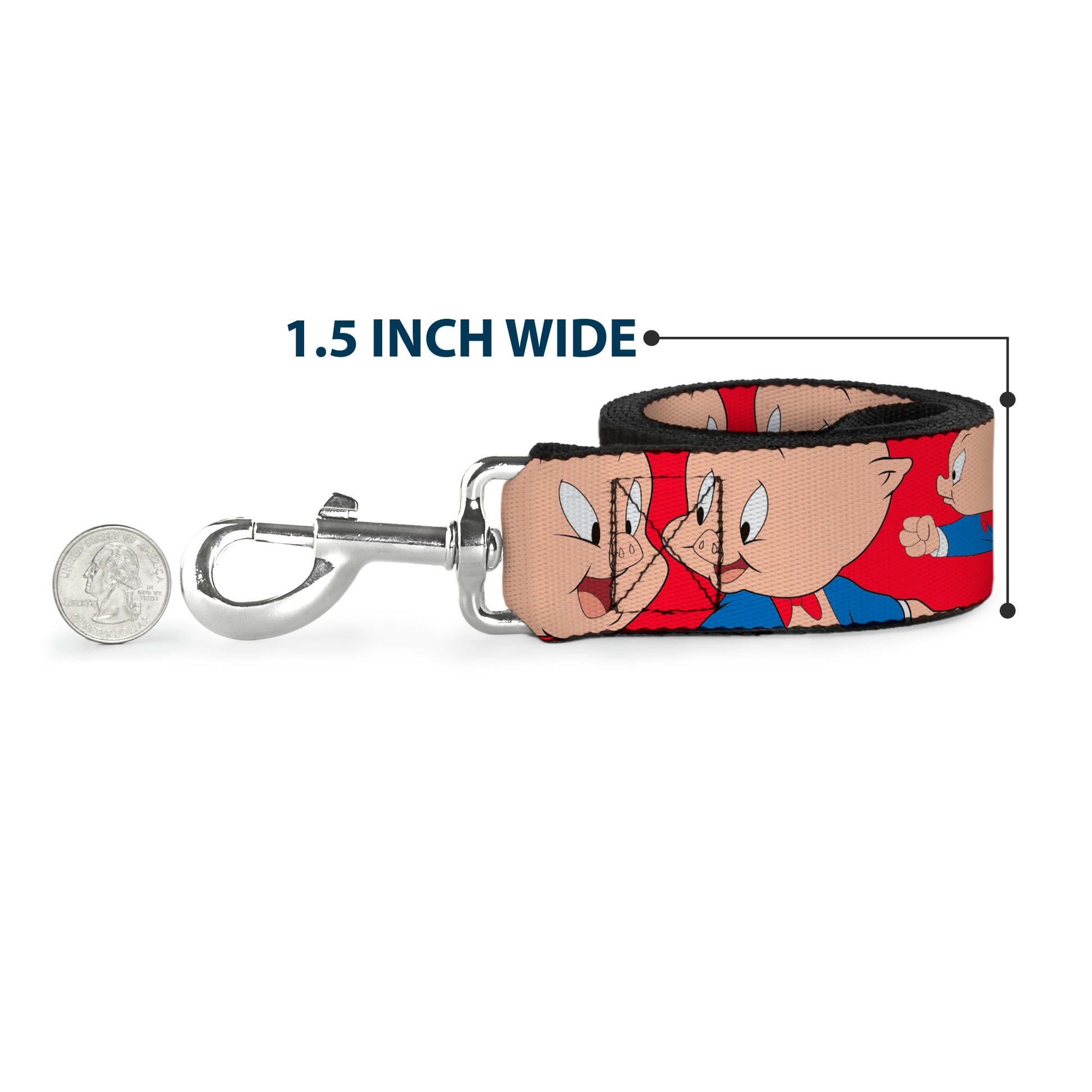 Dog Leash - Porky Pig Expressions Red Dog Leashes Looney Tunes