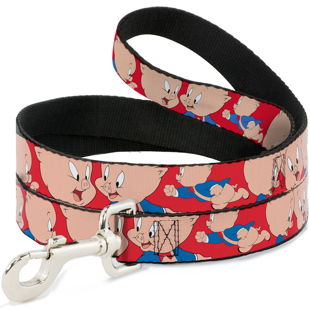 Dog Leash - Porky Pig Expressions Red Dog Leashes Looney Tunes