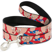 Dog Leash - Porky Pig Expressions Red Dog Leashes Looney Tunes