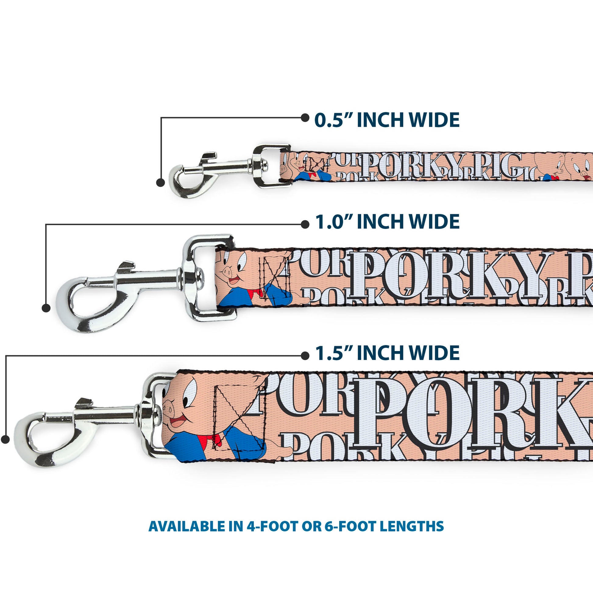 Dog Leash - PORKY PIG w/Poses Pink Dog Leashes Looney Tunes