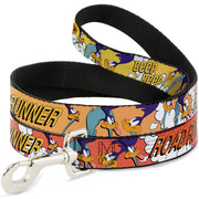 Dog Leash - ROAD RUNNER w/Road Runner Poses Orange Dog Leashes Looney Tunes