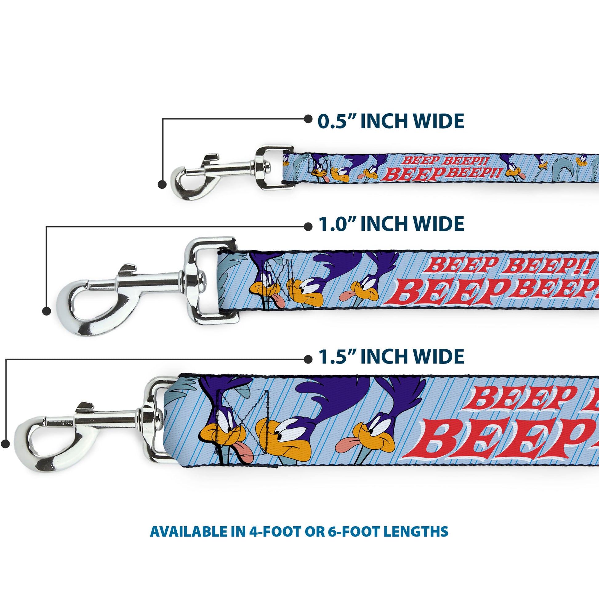 Dog Leash - MEEP MEEP!! w/Road Runner Poses Baby Blue Dog Leashes Looney Tunes