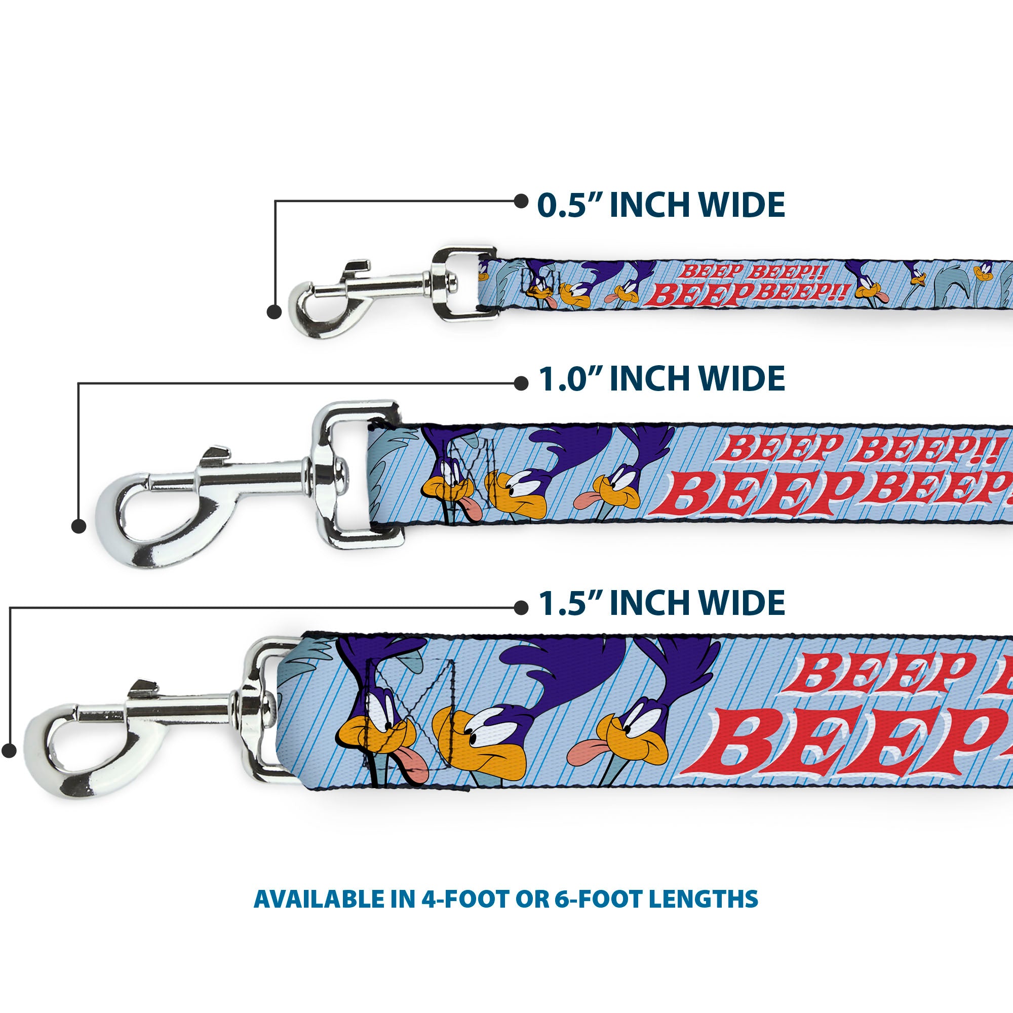 Dog Leash - MEEP MEEP!! w/Road Runner Poses Baby Blue Dog Leashes Looney Tunes