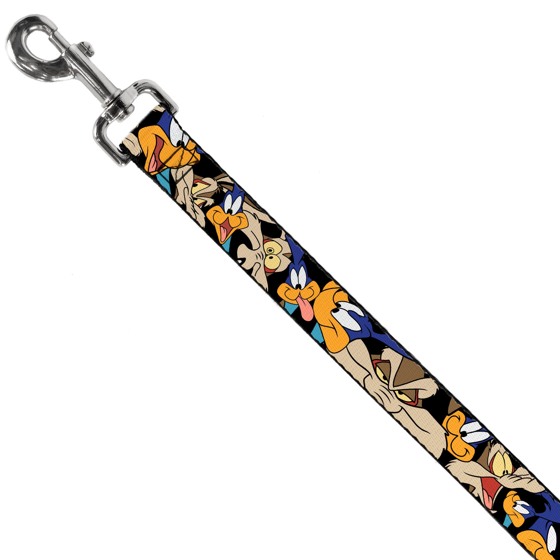 Dog Leash - Road Runner/Wile E. Coyote Expressions Stacked Black Dog Leashes Looney Tunes
