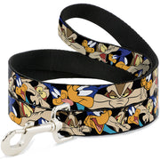 Dog Leash - Road Runner/Wile E. Coyote Expressions Stacked Black Dog Leashes Looney Tunes